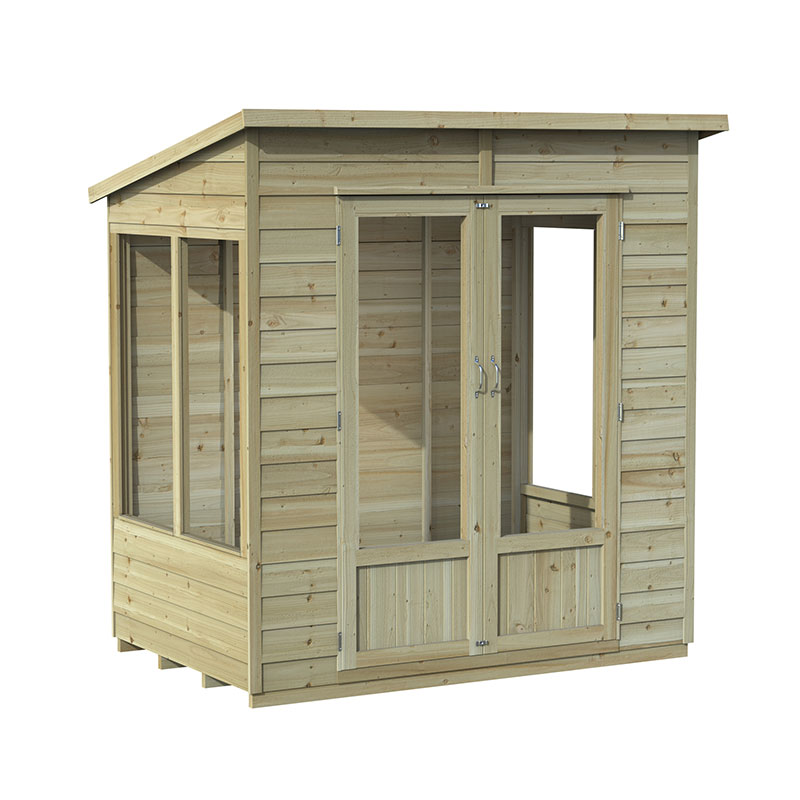 6' x 4' Forest Oakley 25yr Guarantee Double Door Pent Summer House (1.98m x 1.39m) Price Comparisons | Compare The Build