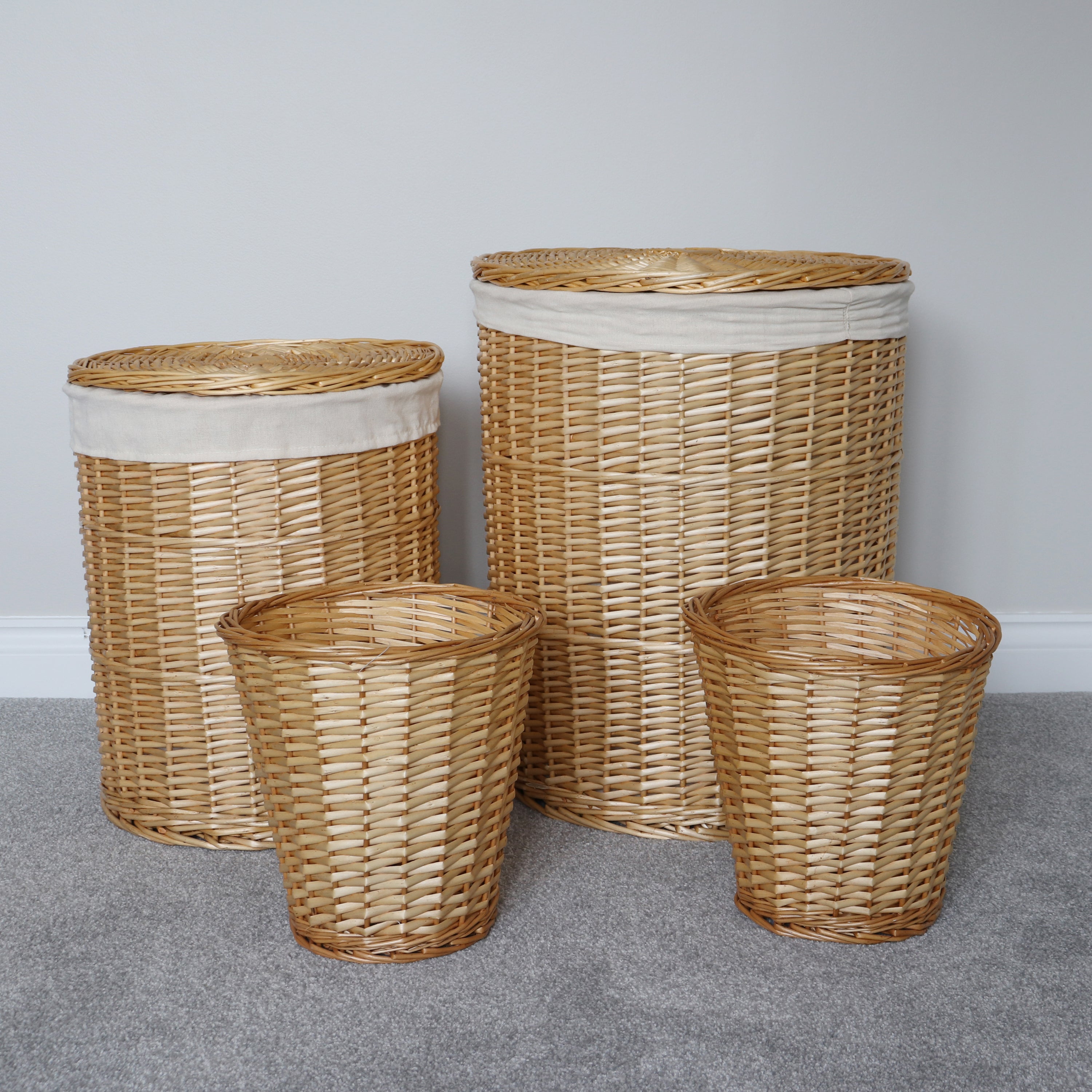 JVL Acacia Willow Set of 4 Round Laundry Baskets & Bins Natural | Compare The Build