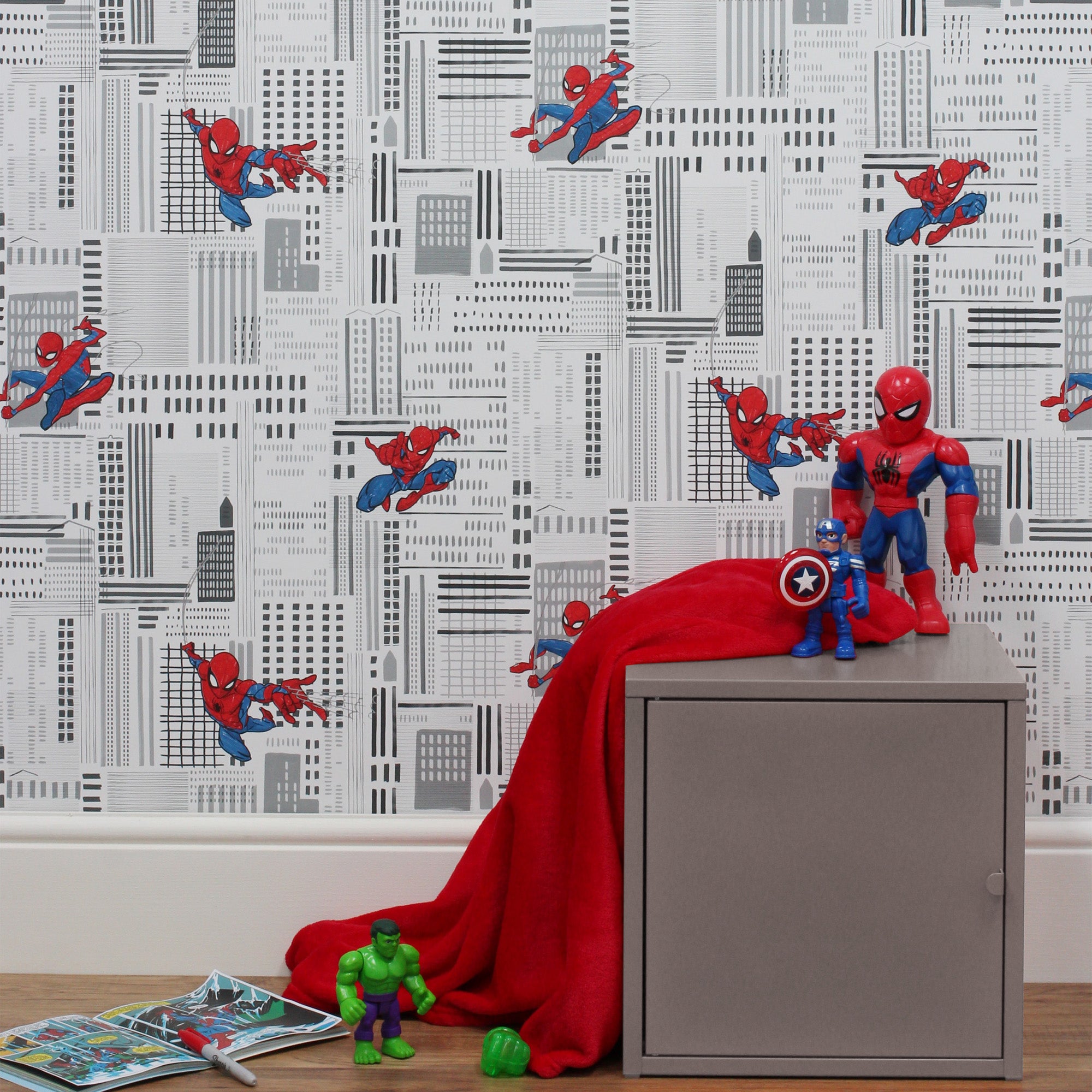 Marvel Spider-Man Wallpaper White/Red/Blue Price Comparisons | Compare The Build