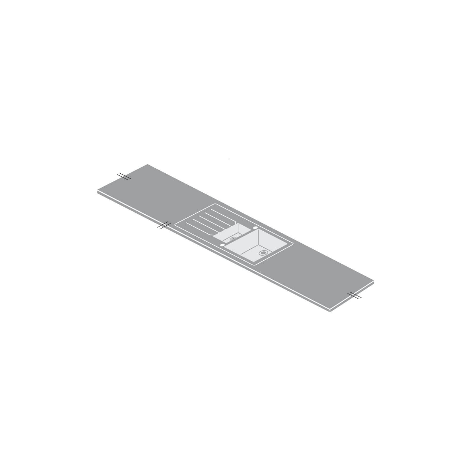 Minerva Black Granite Kitchen Sink Worktop - Acrylic 1.5 Duo Right Hand Bowl - 305 x 65 x 2.5cm Price Comparisons | Compare The Build