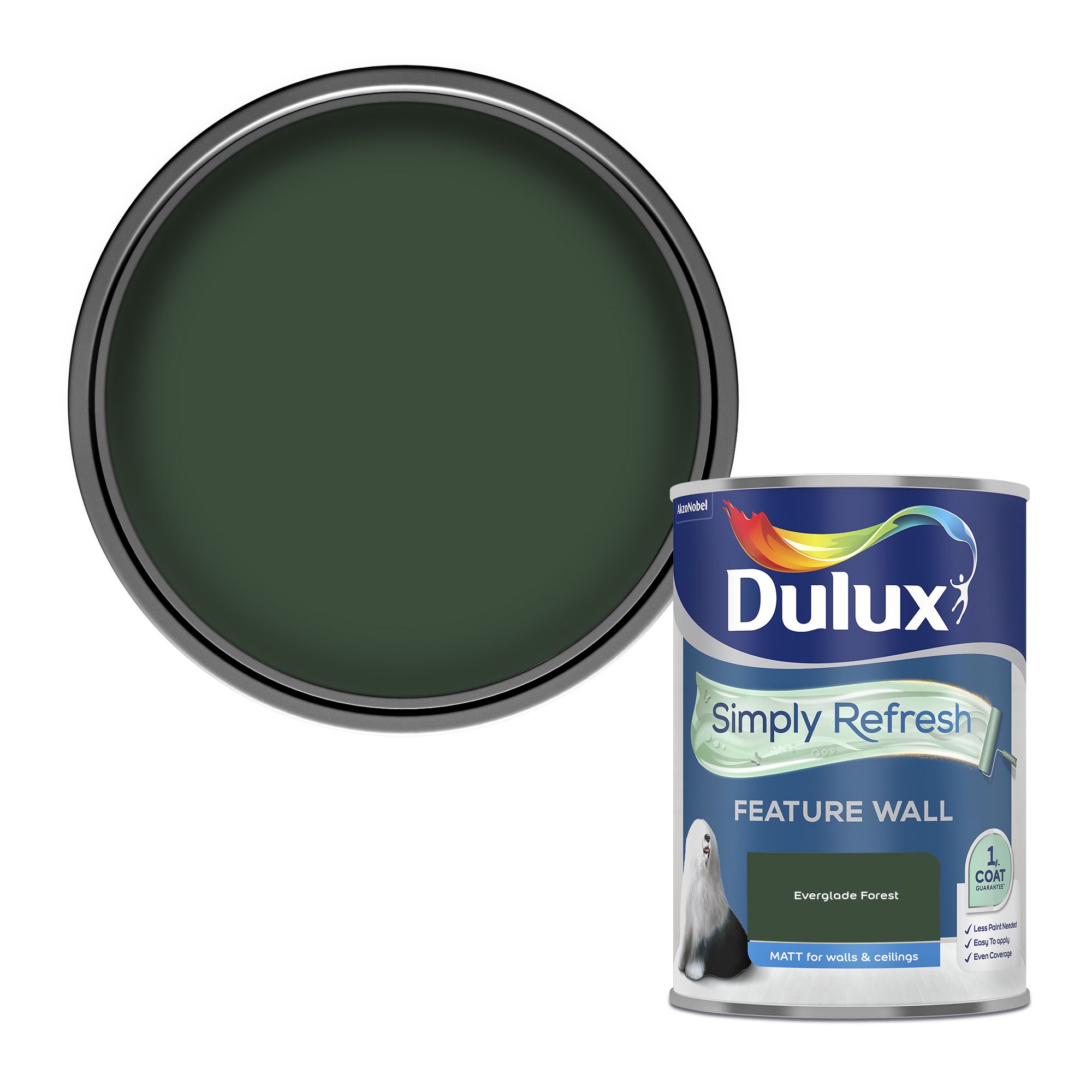 Dulux One coat Everglade forest Matt Emulsion paint, 1.25L Price Comparisons | Compare The Build