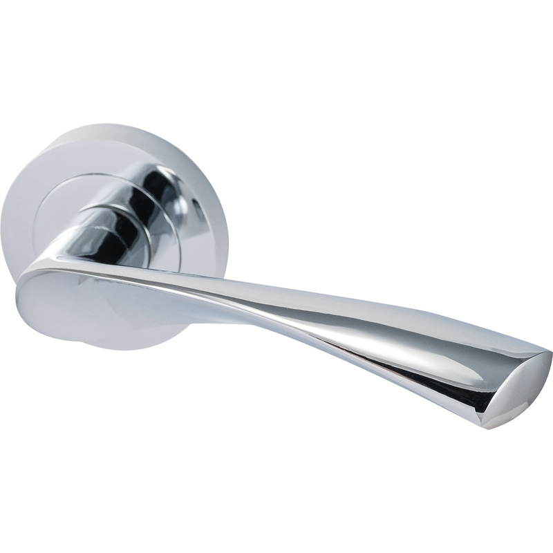 Eclipse Monza Lever on Rose Door Handles Polished (Pair) in Chrome Zinc/Aluminium | Compare The Build