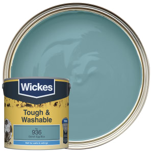 Wickes Tough & Washable Matt Emulsion Paint - Ostrich Egg Blue No.936 - 2.5L Price Comparisons | Compare The Build