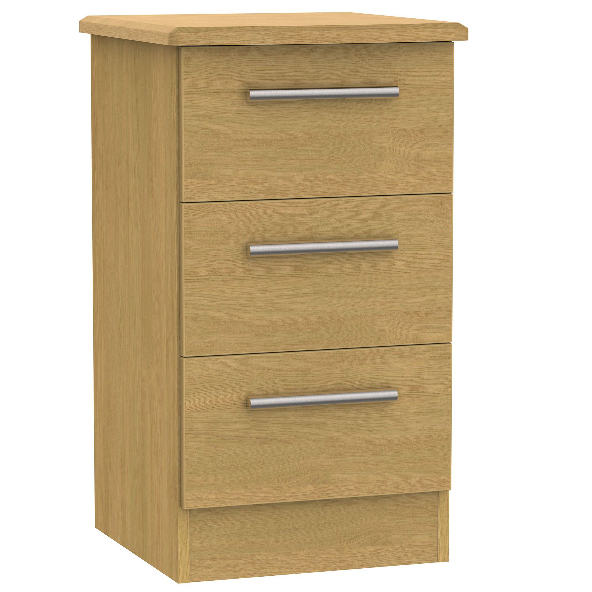 Montana Oak Effect 3 Drawer Bedside Table (H)700mm (W)400mm (D)410mm Price Comparisons | Compare The Build