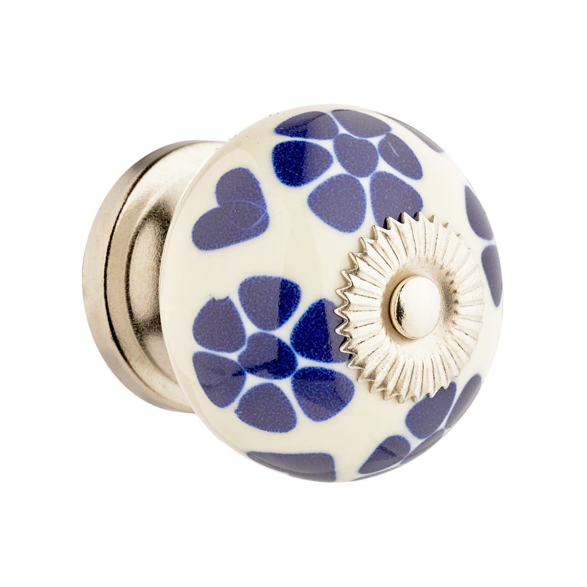 White and Blue Flower Chrome Cabinet Door Knob 40mm | Compare The Build