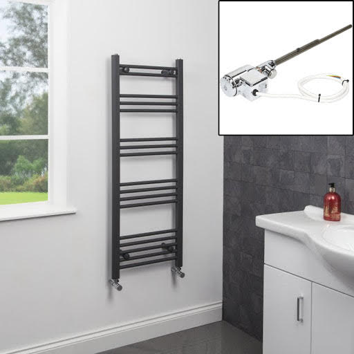 Dual Fuel Anthracite Heated Towel Rail 1200 x 450mm Flat Thermostatic Price Comparisons | Compare The Build