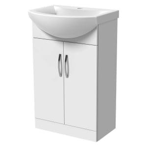 Wickes White Gloss Vanity Unit & Basin - 880 x 550mm Price Comparisons | Compare The Build