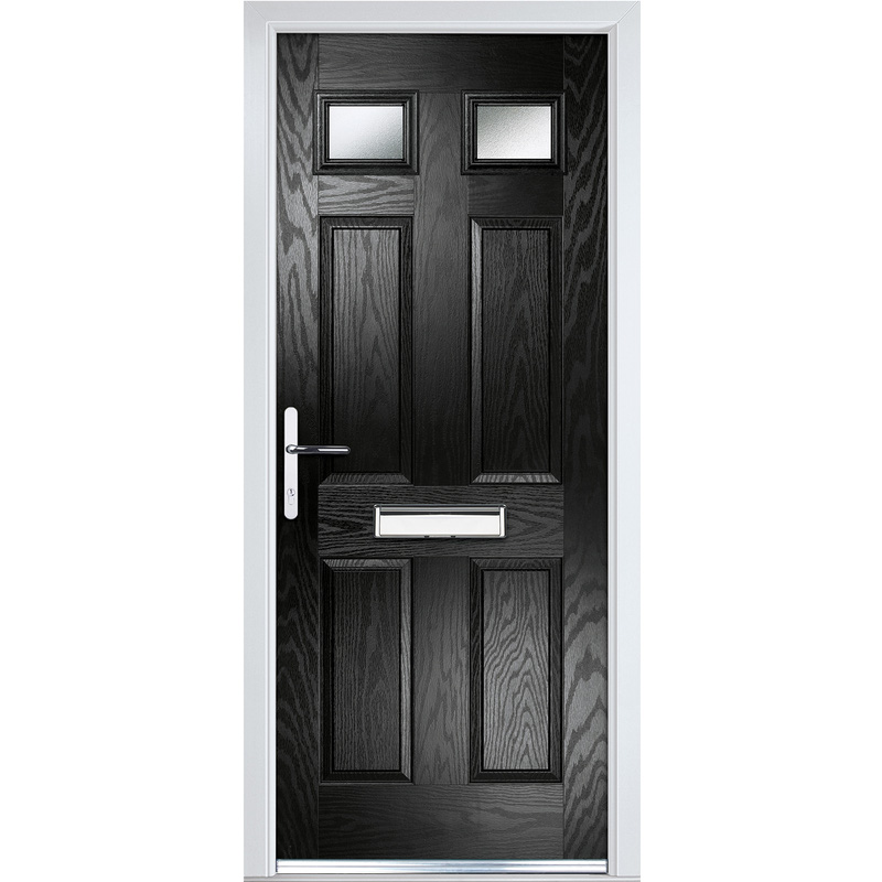 Crystal Composite Door Six Square Two Glass Right Hand 920mm x 2055mm Obscure Glass Glazing in Black Price Comparisons | Compare The Build