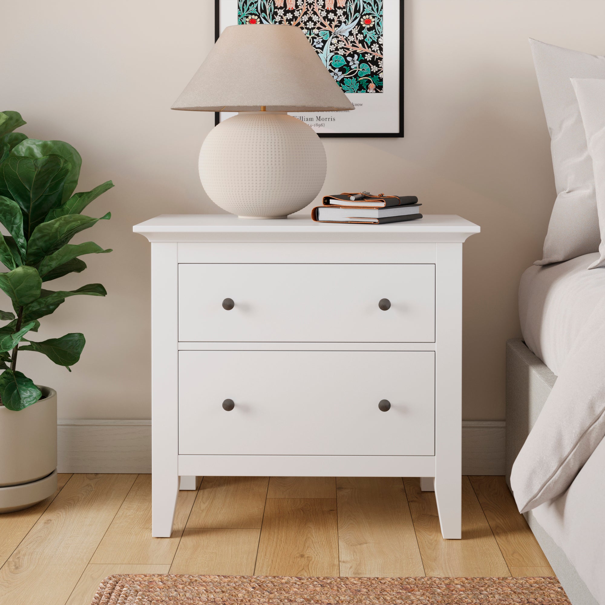 Lynton 2 Drawer Wide Bedside Table White Price Comparisons | Compare The Build