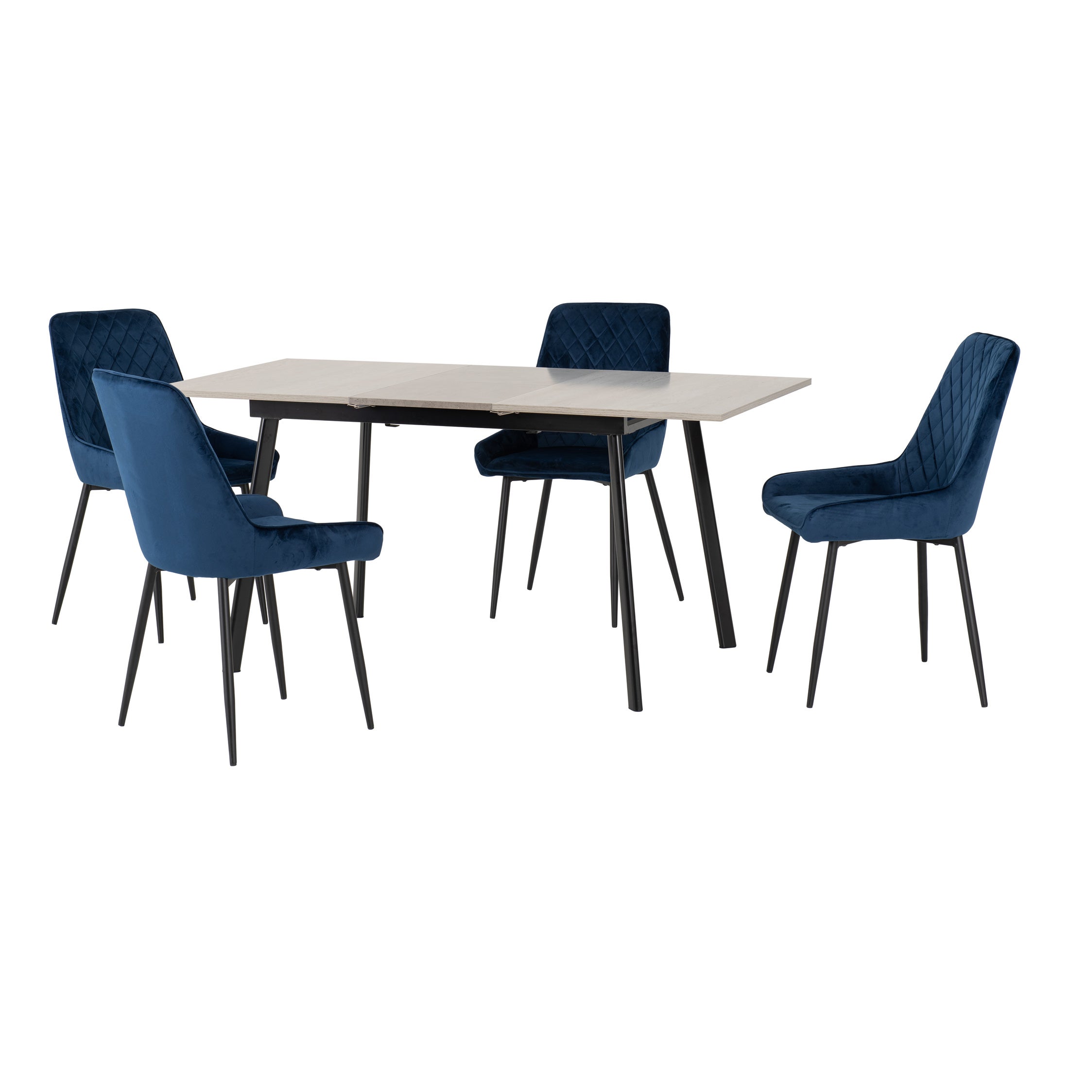 Avery Grey Oak Effect Extendable Dining Table with 4 Blue Dining Chairs Navy Blue Price Comparisons | Compare The Build