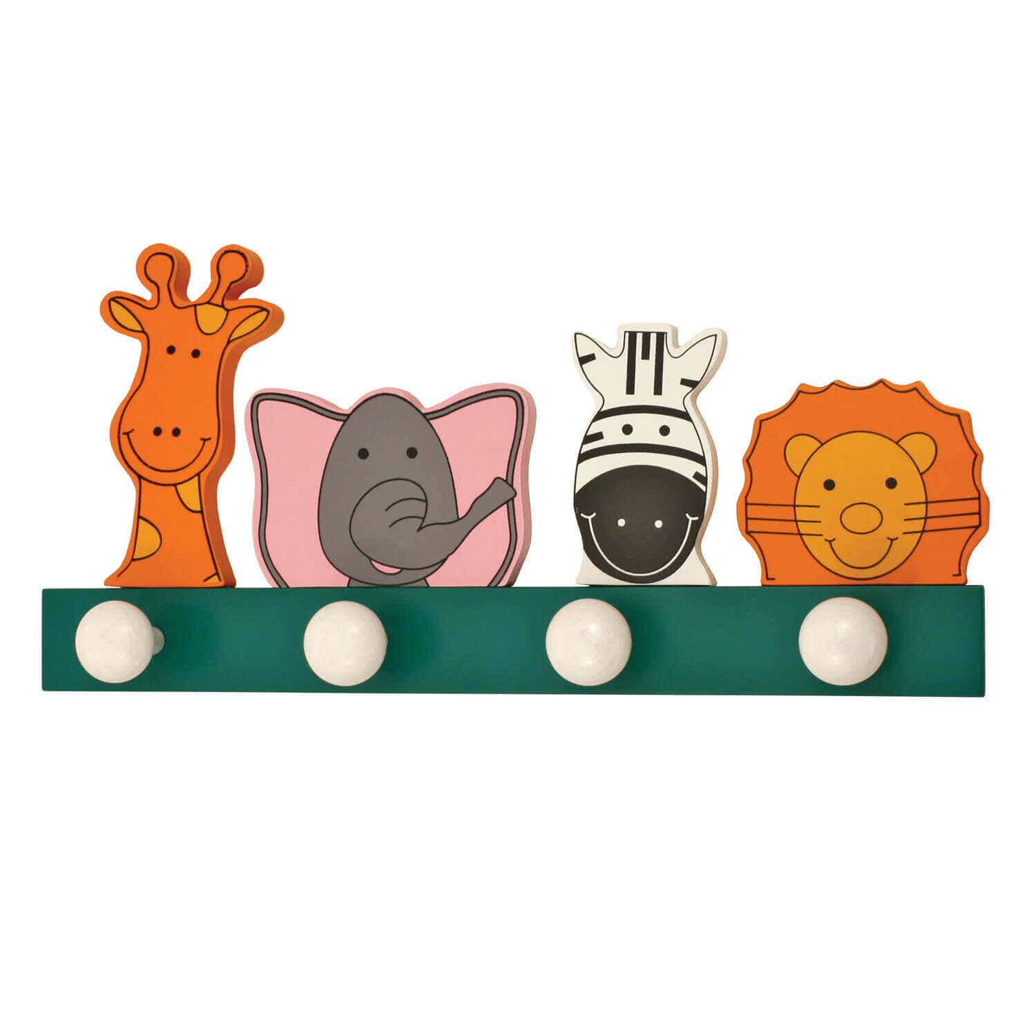 Kids Hook Rail - 4 Hooks - Giraffe/Elephant/Zebra/Lion - Wall/Door Mountable - Decorails Price Comparisons | Compare The Build