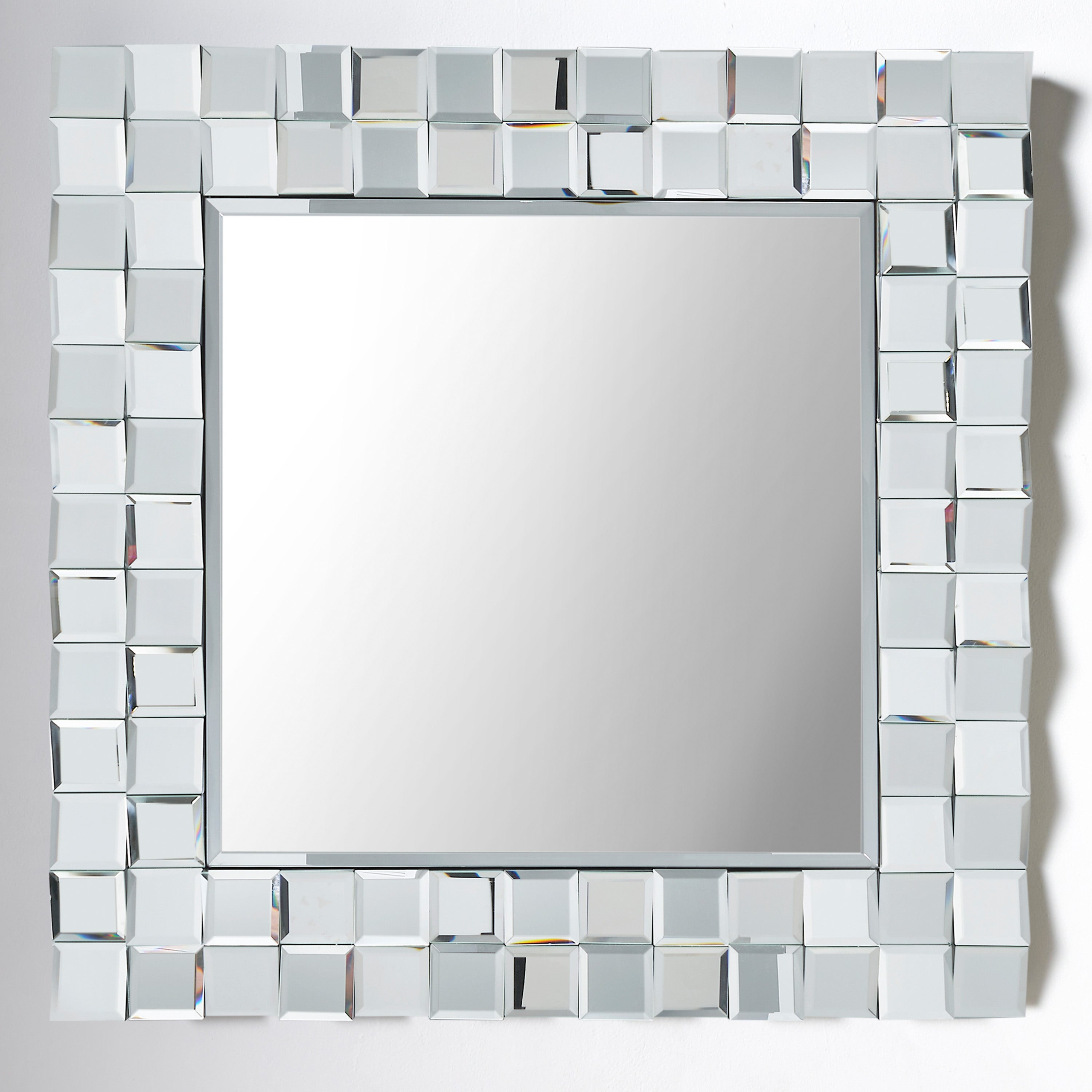 Mirrored Glass Tile Square Wall Mirror, 65cm Silver Price Comparisons | Compare The Build