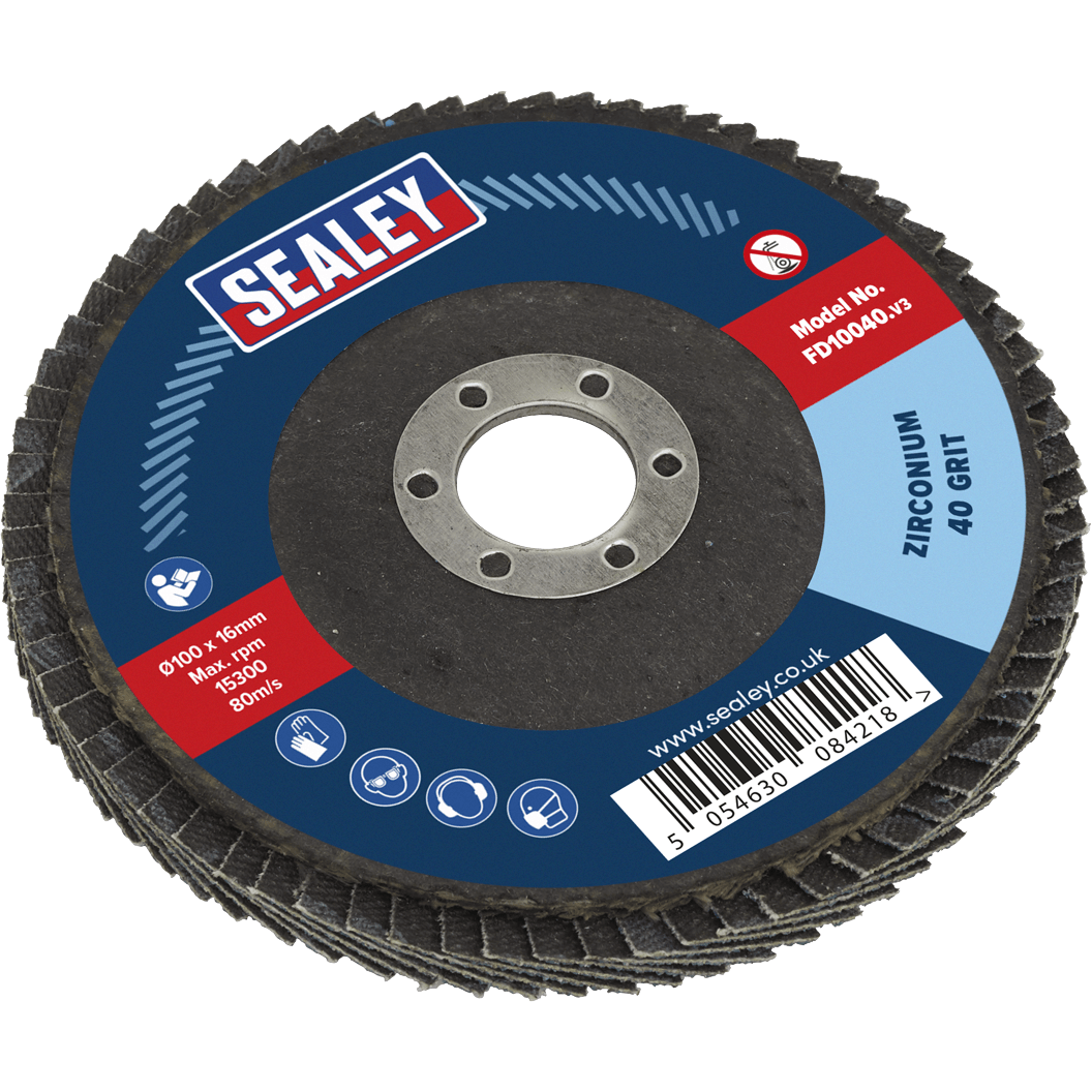 Sealey Zirconium Abrasive Flap Disc 100mm 40g Pack of 1 Price Comparisons | Compare The Build