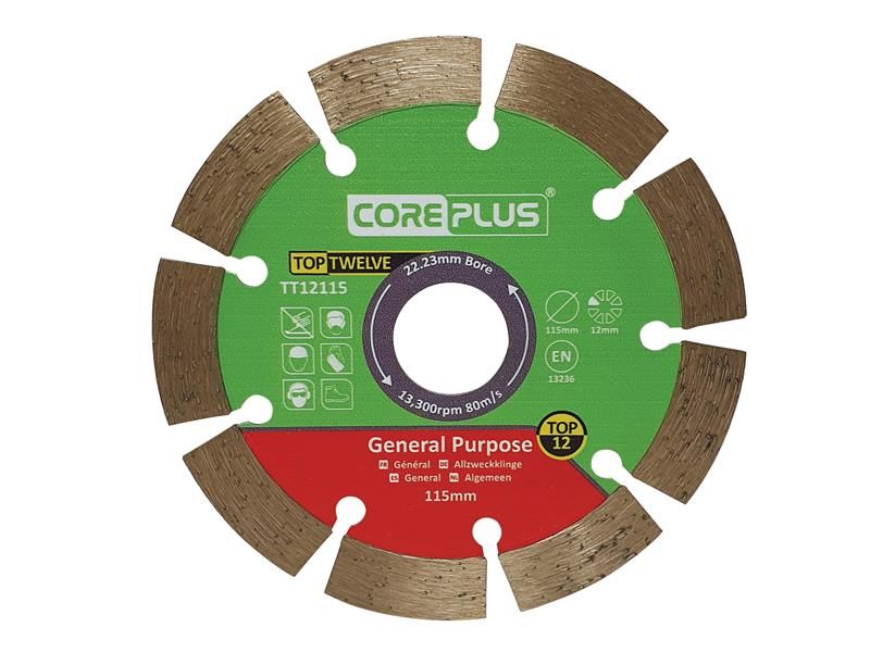 CorePlus CORDBTT12115 Top Twelve General Purpose Diamond Blade 115mm Price Comparisons | Compare The Build