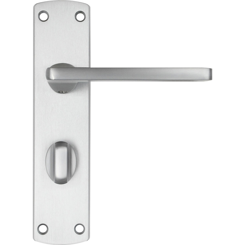 Stanza Leon Door Handles Satin Bathroom (Pair) in Silver Plastic | Compare The Build