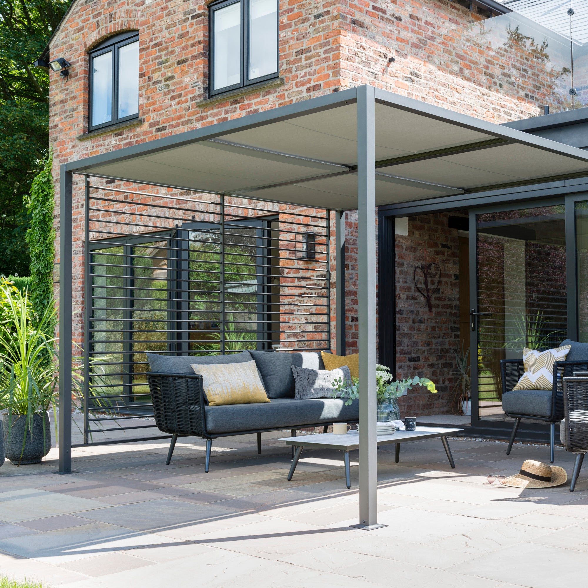 2.8m x 2.8m Sliding Roof Gazebo Grey Price Comparisons | Compare The Build