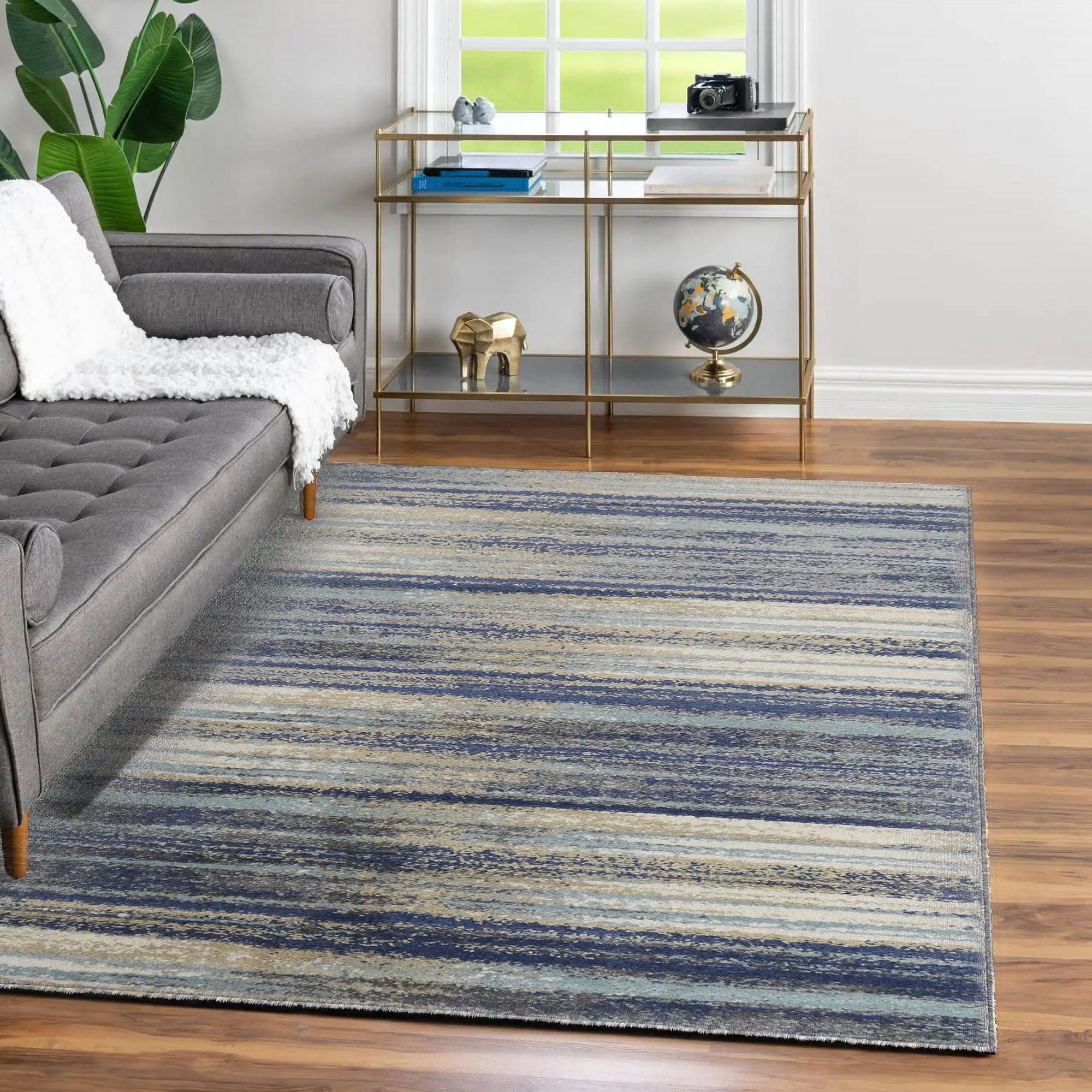 Sansa Striped Blue Rug 170Cmx120Cm Price Comparisons | Compare The Build