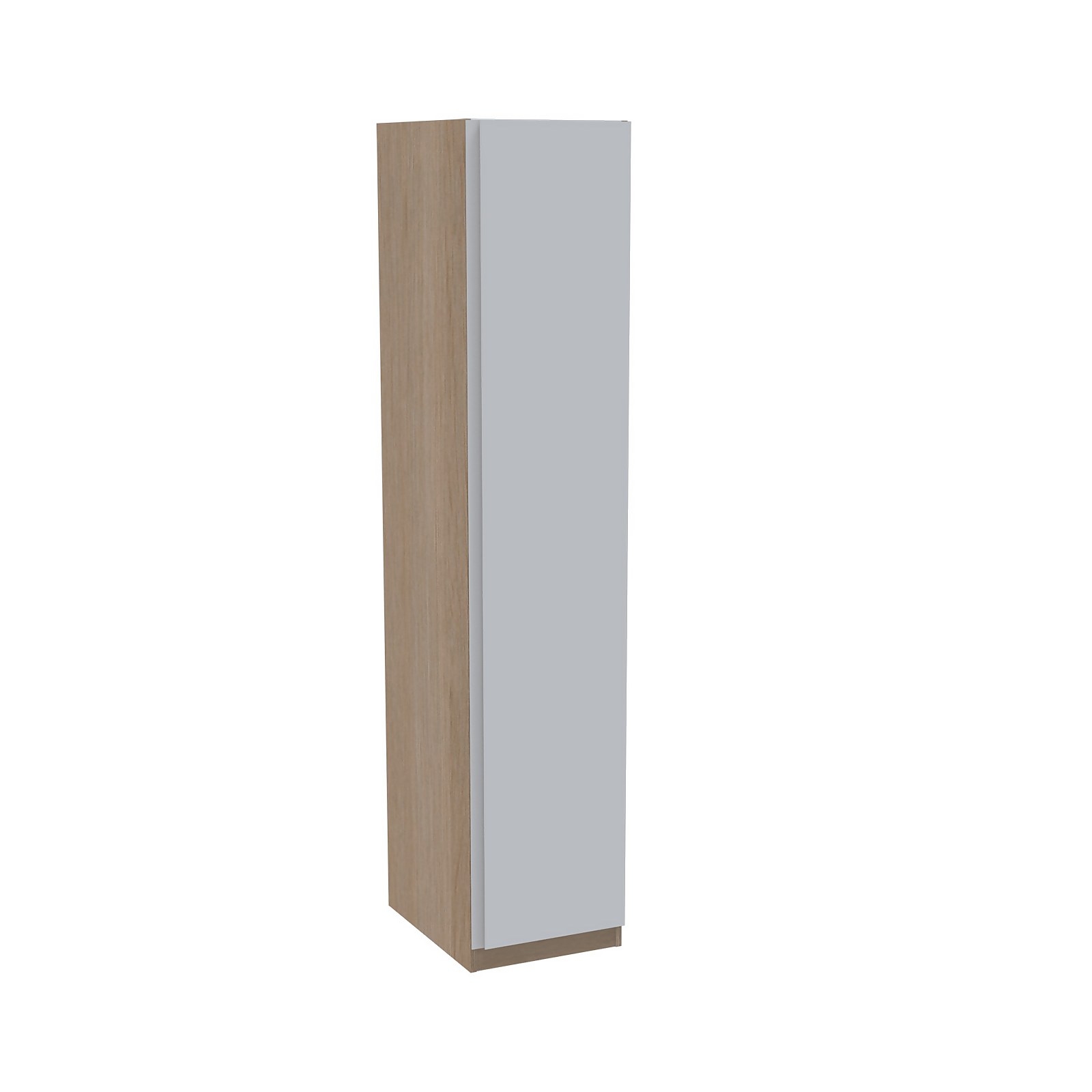 House Beautiful Escape Single Wardrobe, Oak Effect Carcass  - Gloss White Handleless Door (W) 450mm x (H) 2196mm Price Comparisons | Compare The Build