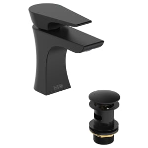 Bristan Hourglass Mono Basin Mixer Tap with Clicker Waste - Black Price Comparisons | Compare The Build