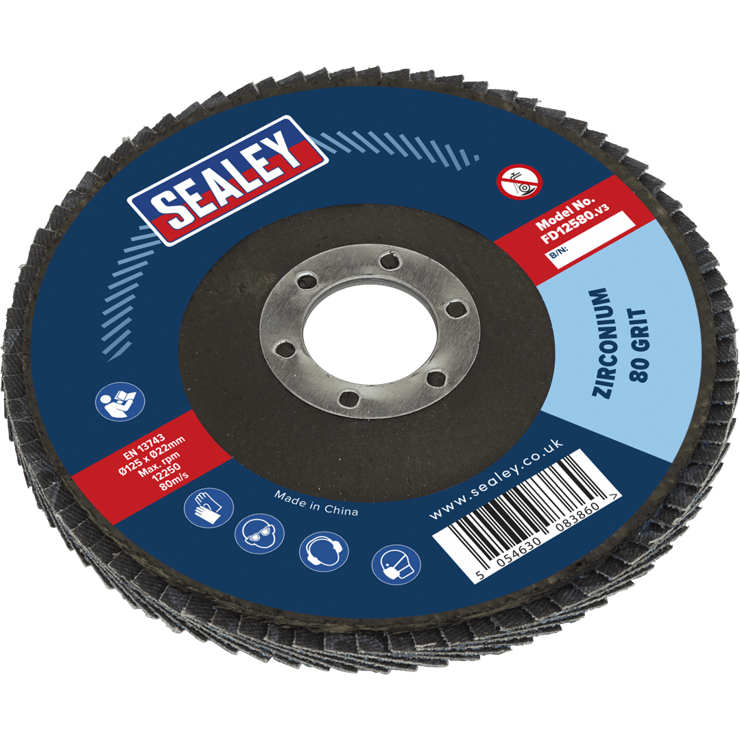 Sealey Zirconium Abrasive Flap Disc 125mm 80g Pack of 1 Price Comparisons | Compare The Build