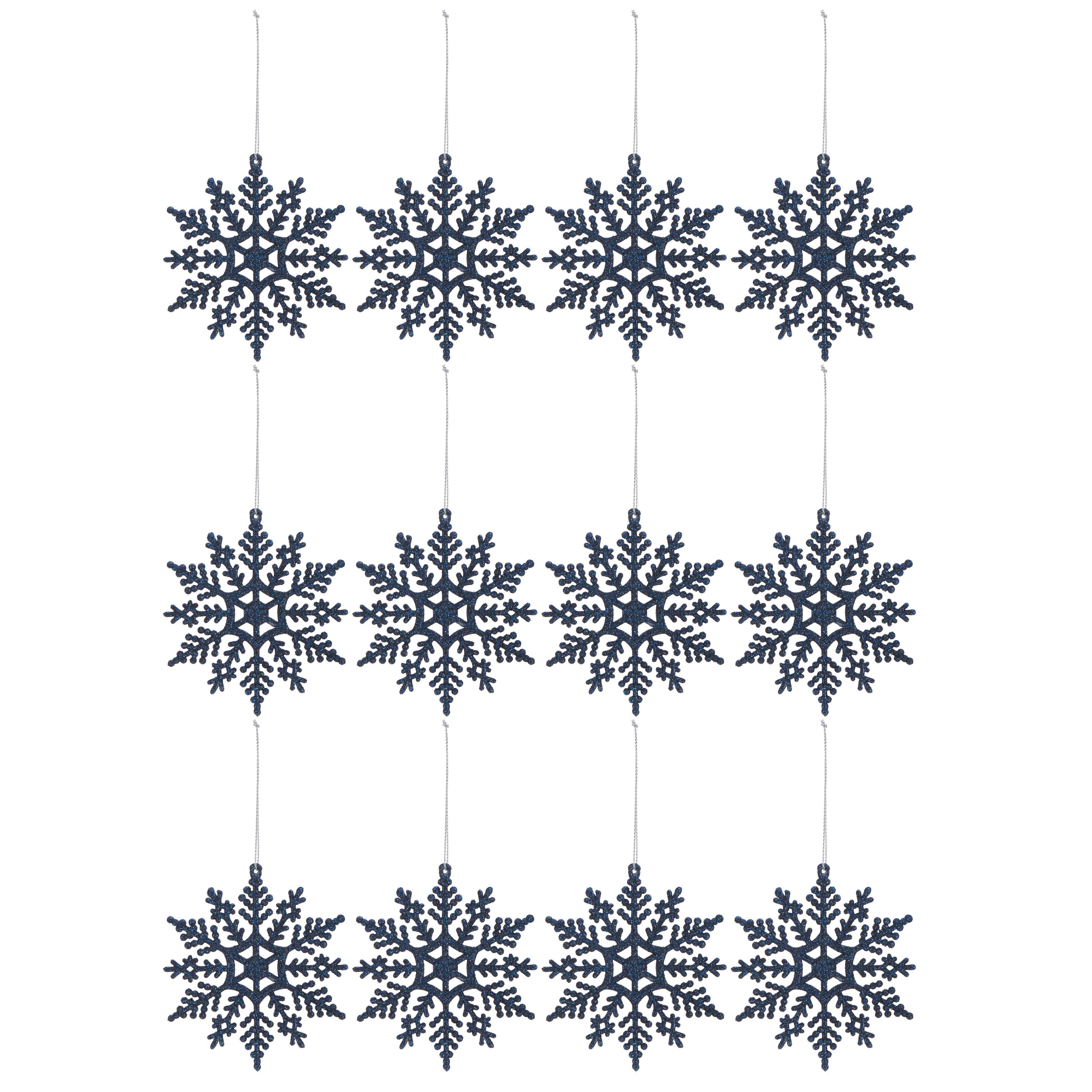Glitter Blue Snowflake Decorations, Pack Of 12 Price Comparisons | Compare The Build