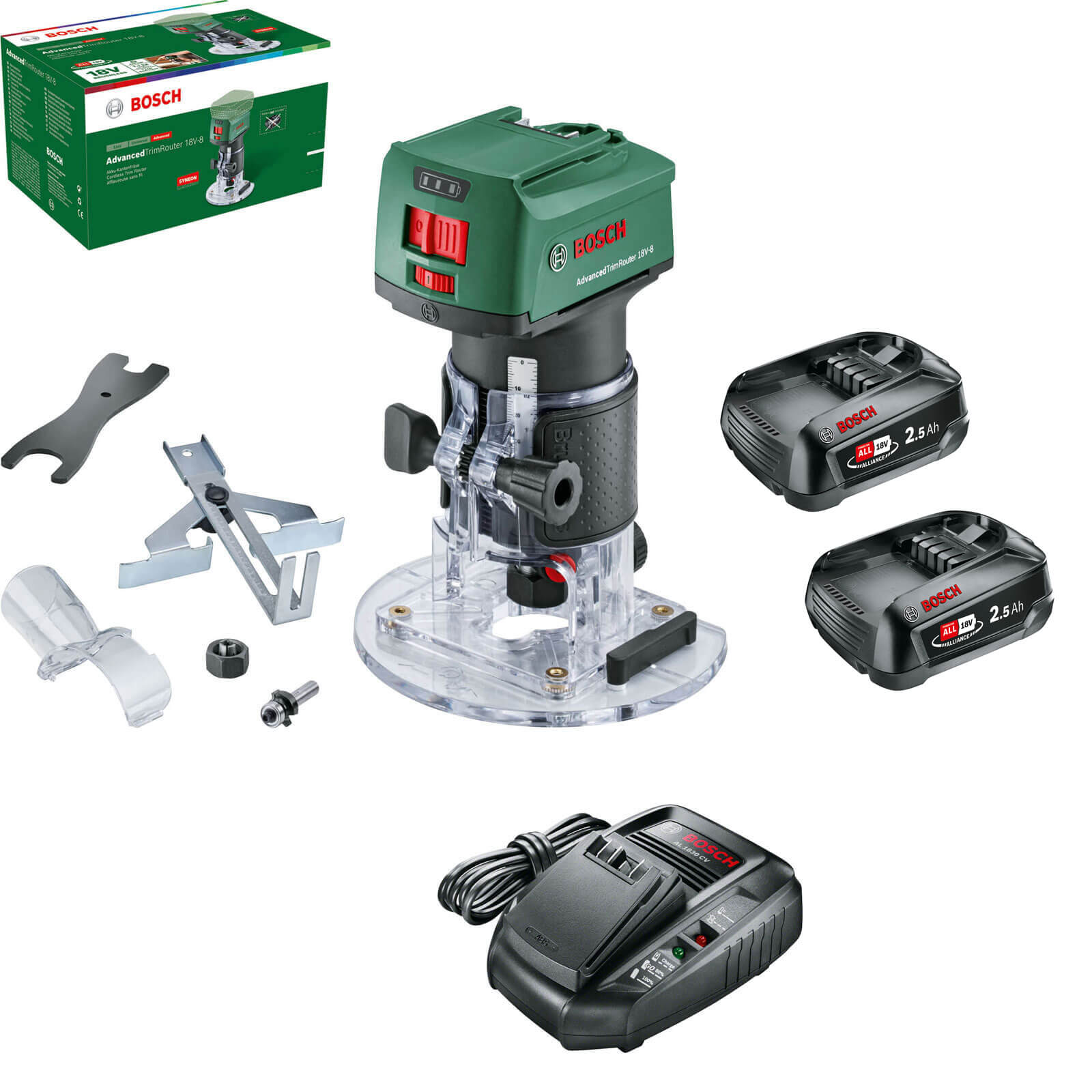 Bosch ADVANCEDTRIMROUTER 18V-8 18v Cordless Trim Router 2 x 2.5ah Li-ion Charger No Case | Compare The Build