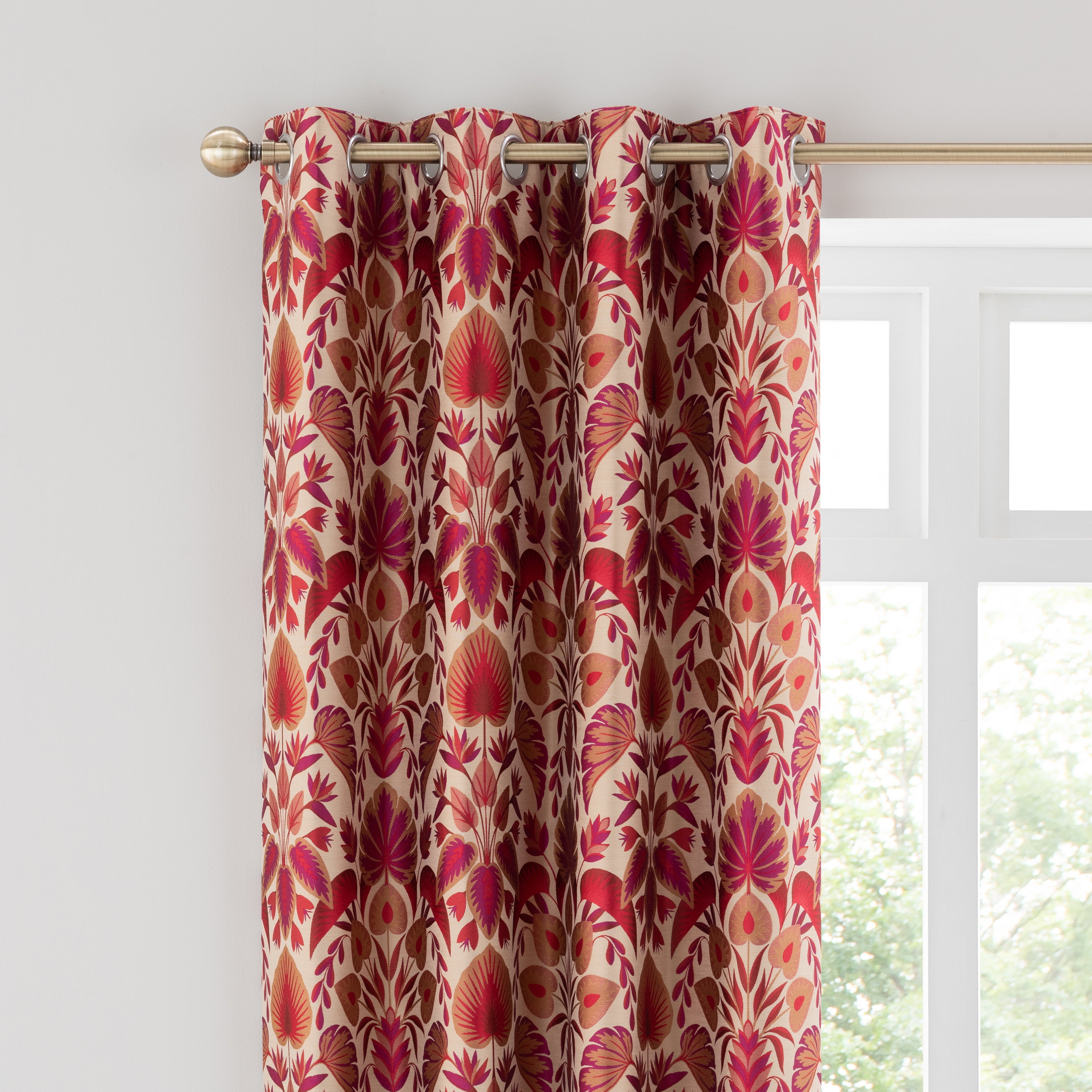 Libertine Jacquard Red Eyelet Curtains Red Price Comparisons | Compare The Build