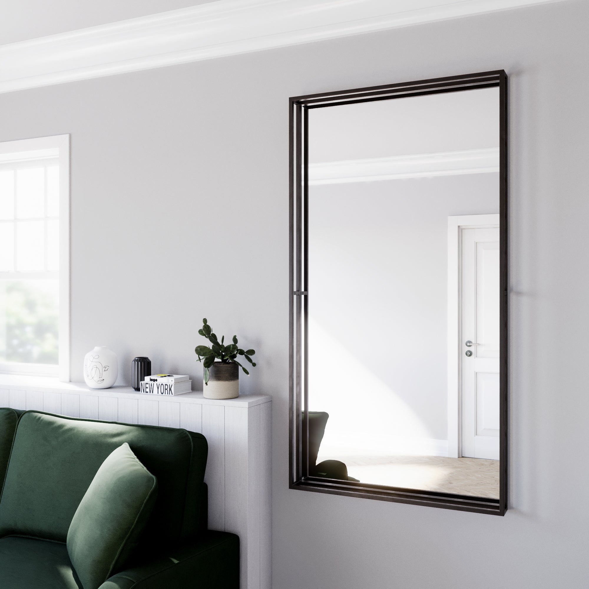 London Rectangle Full Length Mirror, 150x80cm Black | Compare The Build