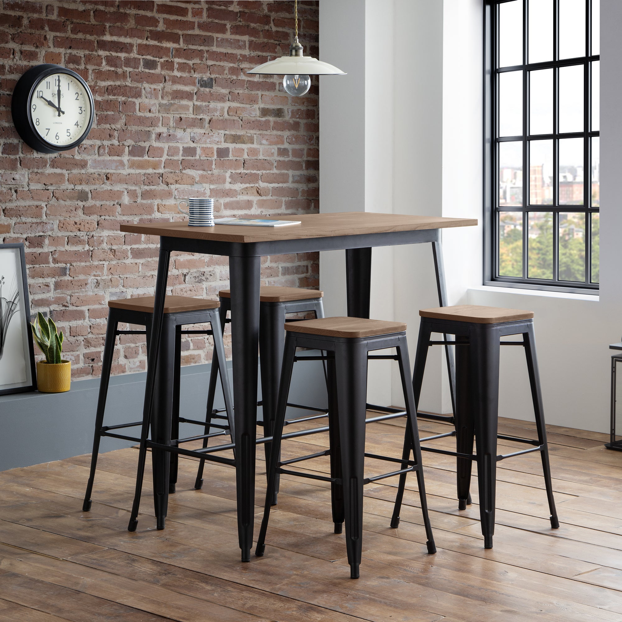 Grafton Bar Table with 4 Backless Bar Stools Brown Price Comparisons | Compare The Build
