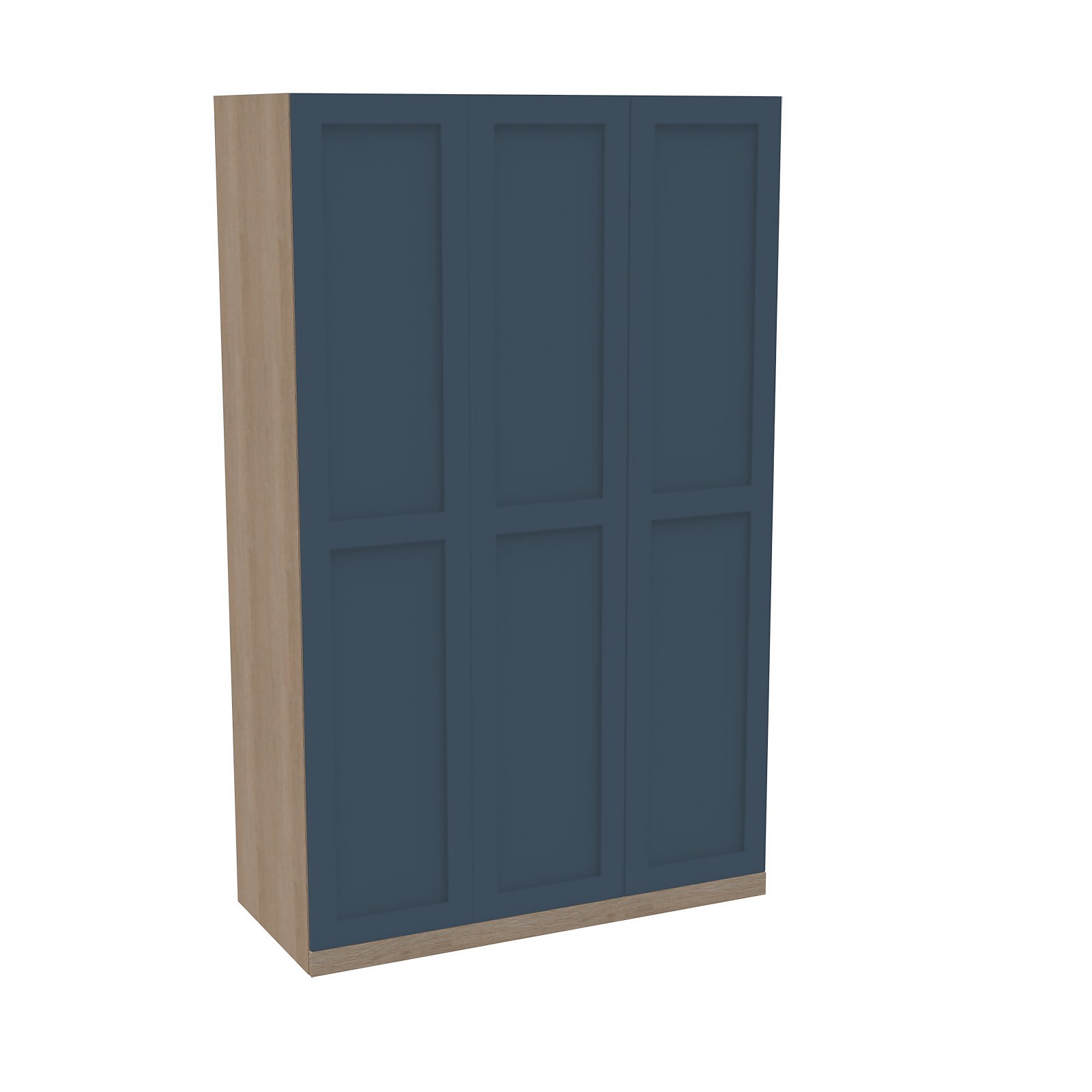 House Beautiful Realm Triple Wardrobe, Oak Effect Carcass - Navy Blue Shaker Doors (W) 1350mm x (H) 2196mm Price Comparisons | Compare The Build