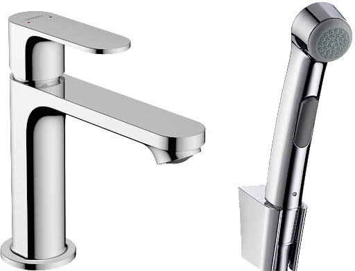 hansgrohe Rebris S Basin Mixer Tap 110 with Hand Shower & Hose - Chrome | Compare The Build