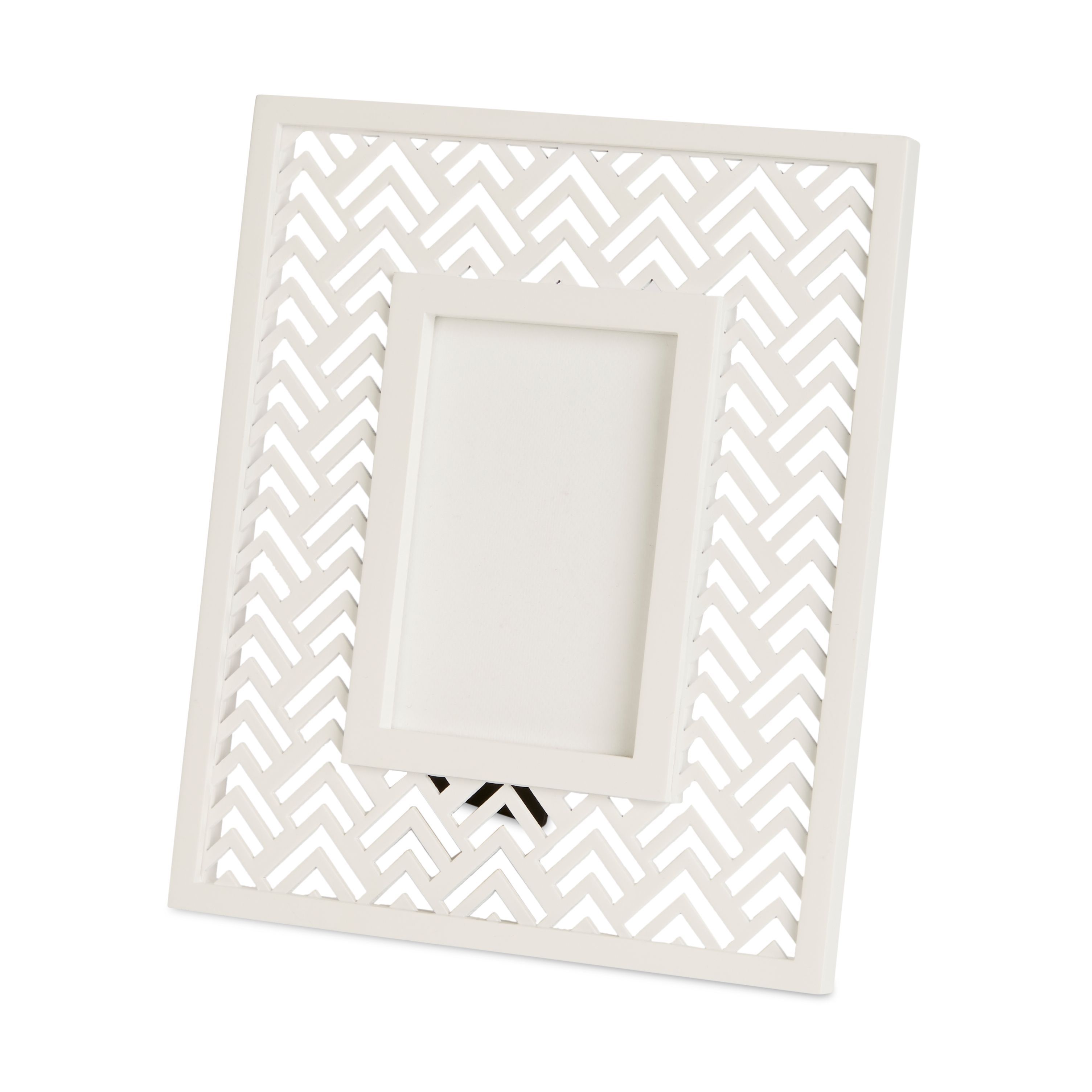 Painted White Chevron Single Picture Frame (H)28.3Cm X (W)23.3Cm Price Comparisons | Compare The Build