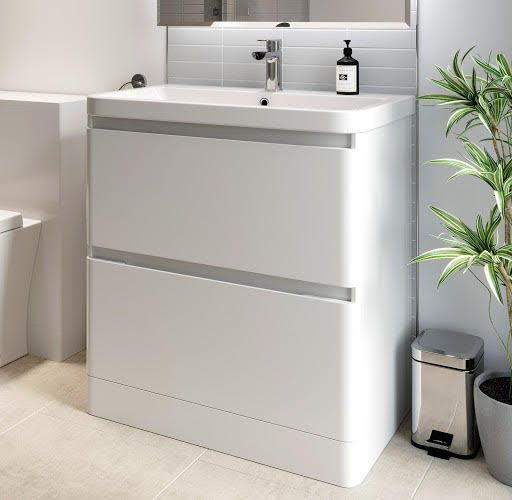 Regis White Gloss Free Standing Vanity Unit & Basin - 800mm Width Price Comparisons | Compare The Build