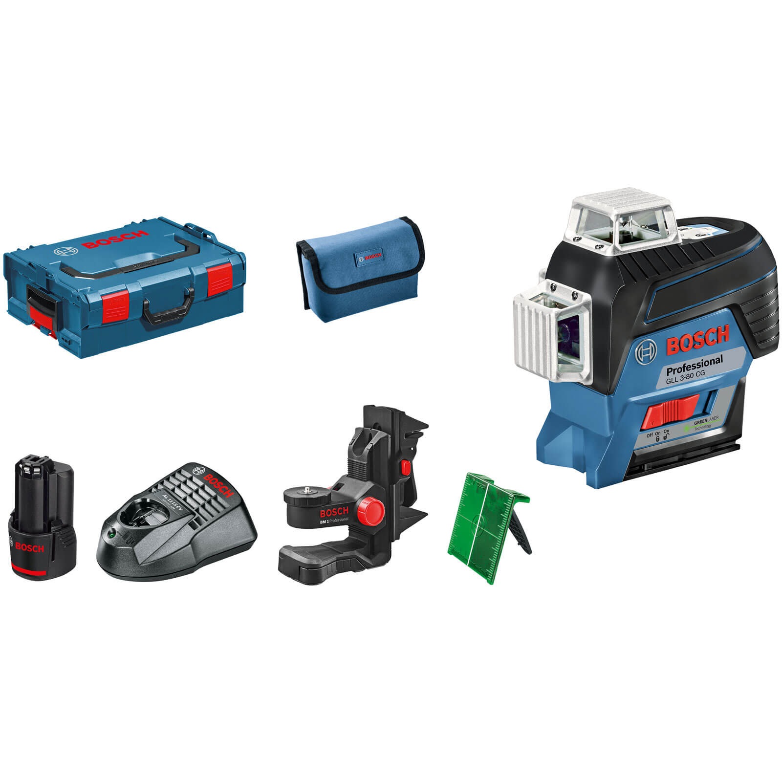 Bosch GLL 3-80 CG 12v Cordless Connected Green Line Laser Level 1 x 2ah Li-ion Charger Case Price Comparisons | Compare The Build