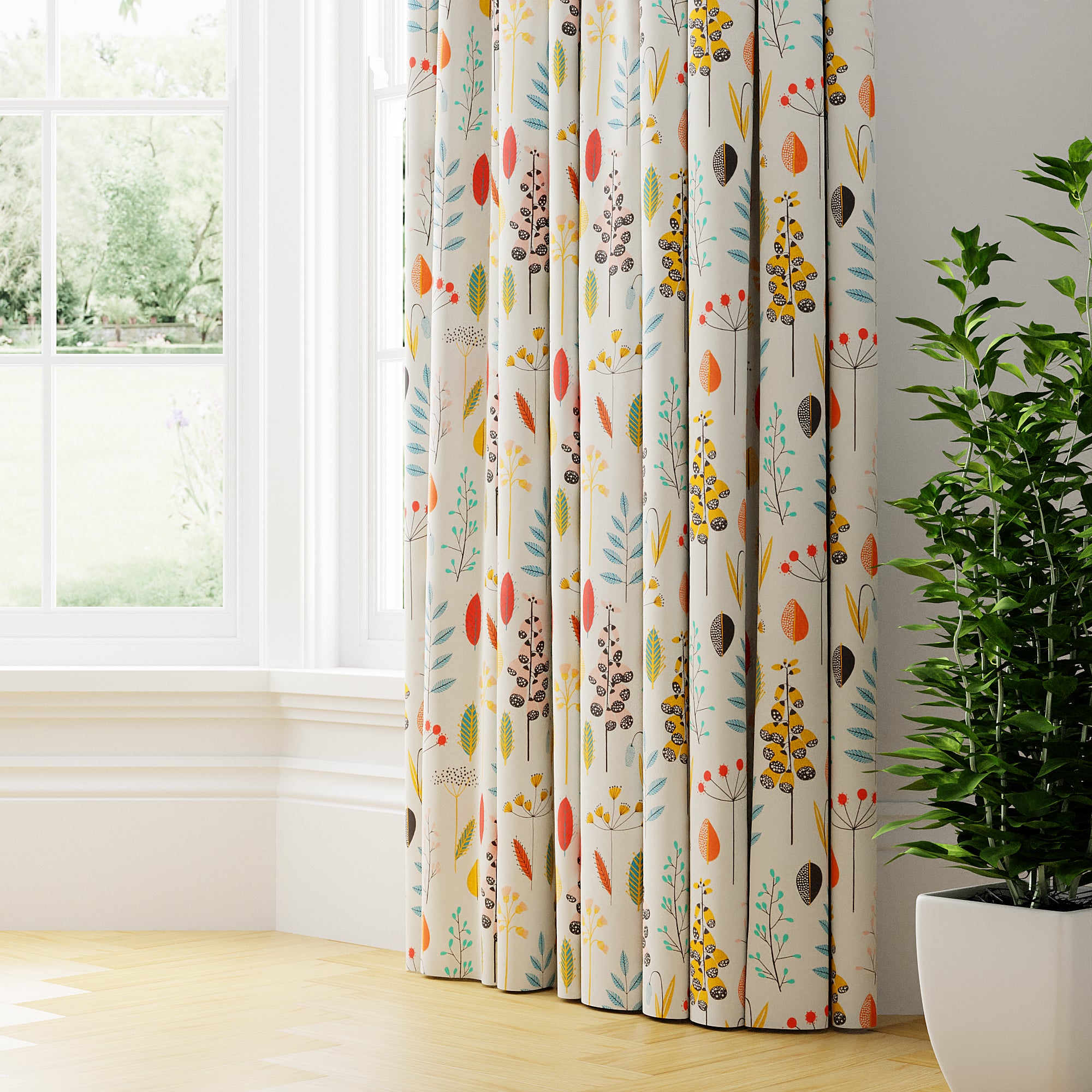Aarhus Made to Measure Curtains White/Green/Yellow Price Comparisons | Compare The Build
