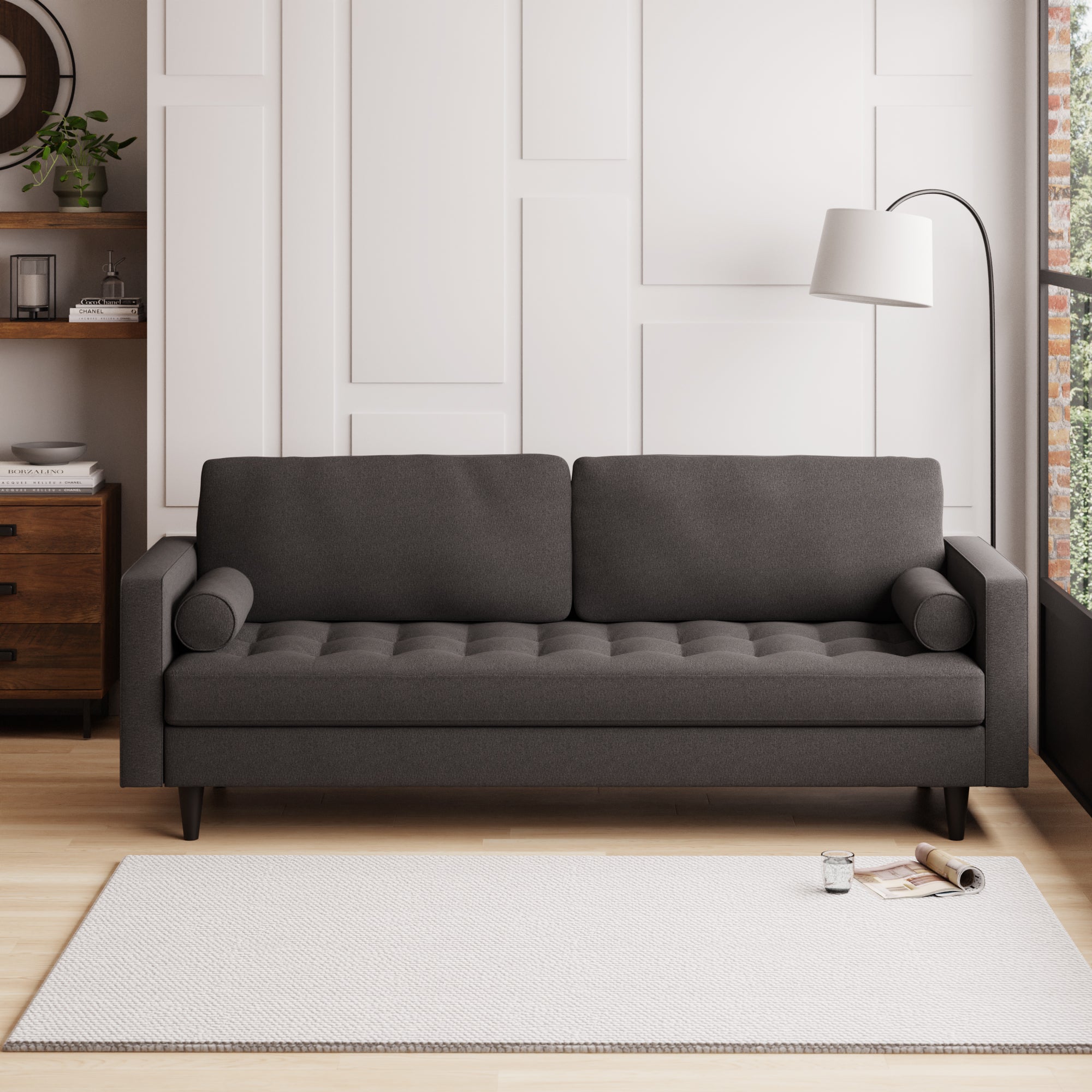 Zoe Luna Fabric 4 Seater Sofa Dark Grey Price Comparisons | Compare The Build