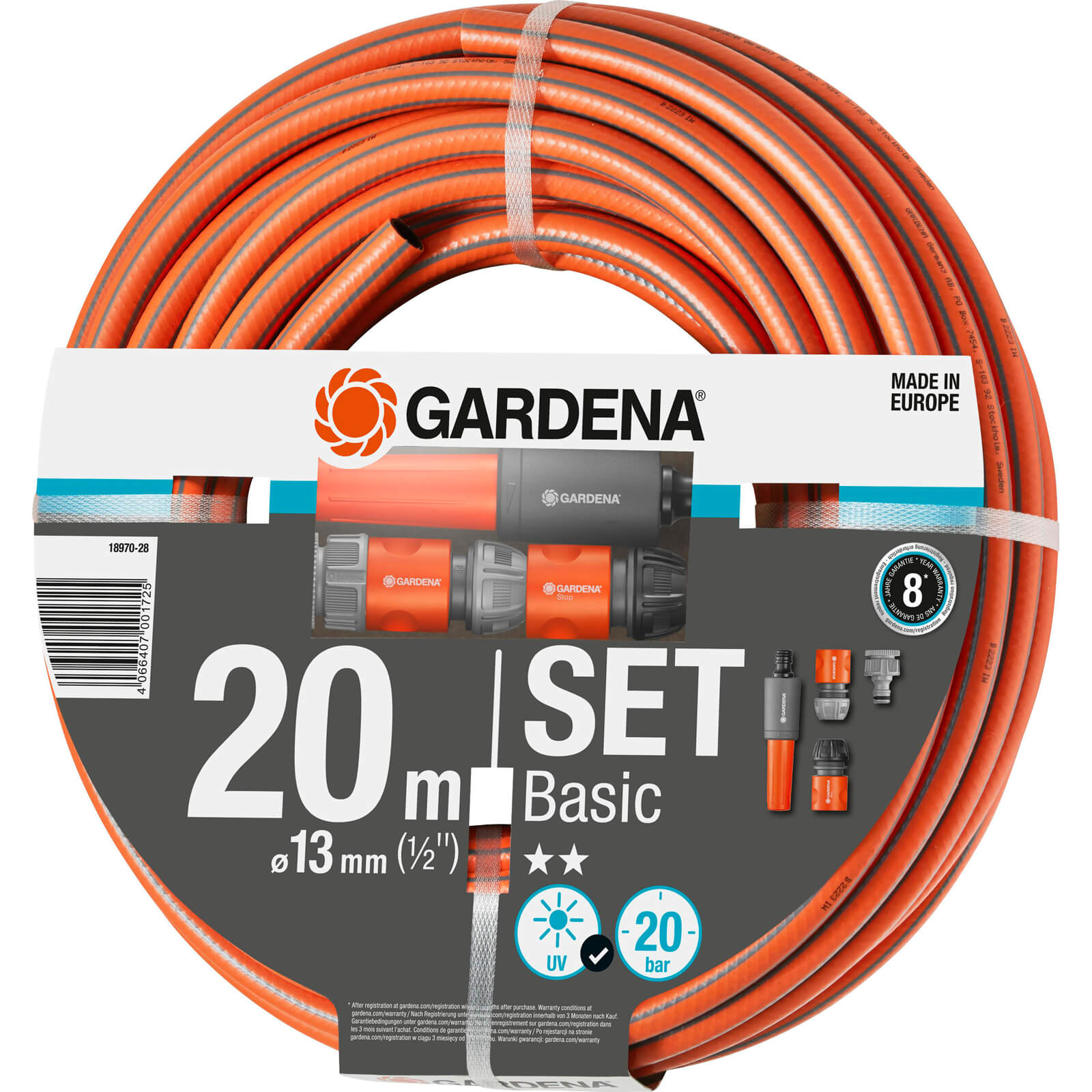 Gardena Basic Hose Pipe Set 1/2" / 12.5mm 20m Orange | Compare The Build