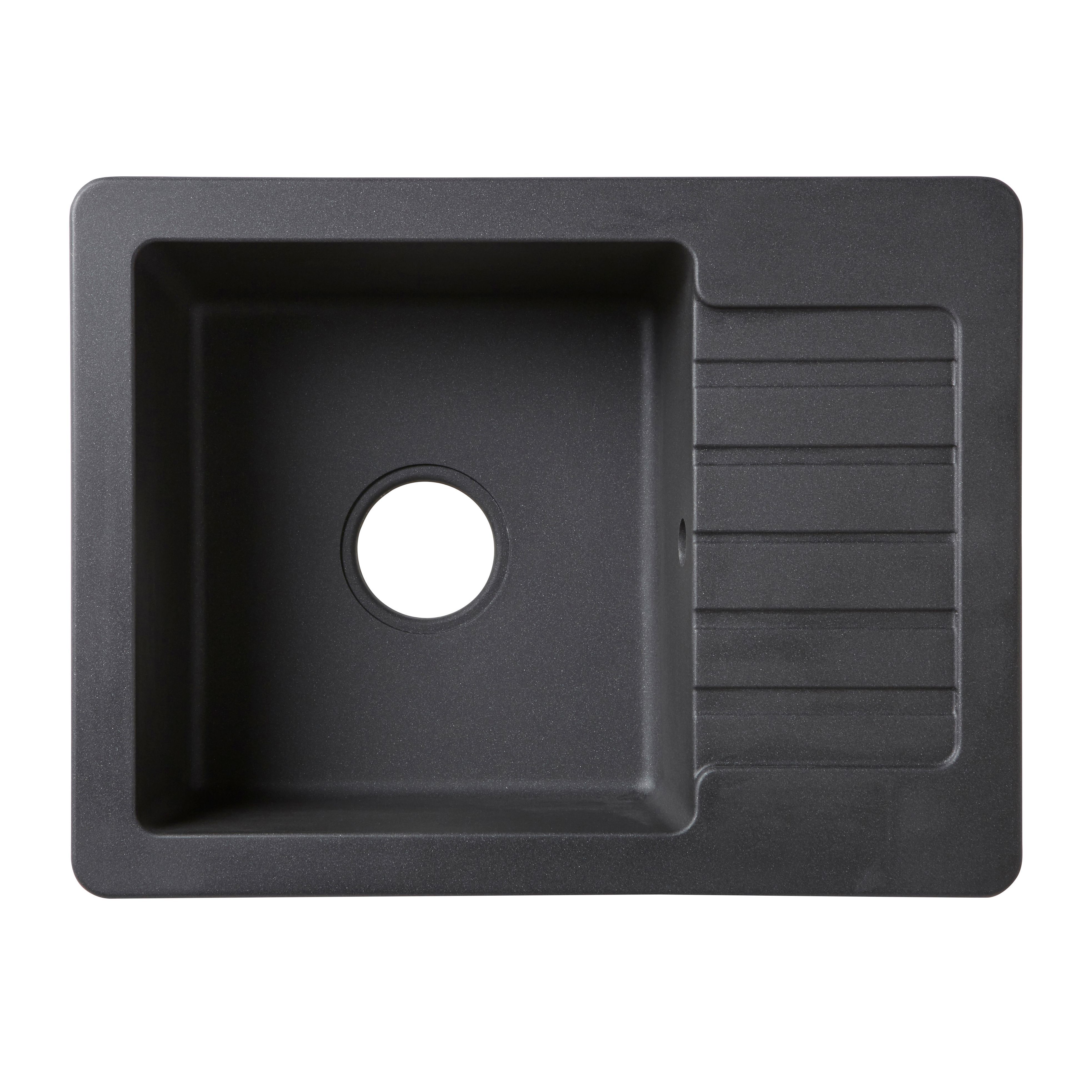 Cooke & Lewis Burnell Hand-Rubbed Black Composite Quartz 1 Bowl Sink & Drainer | Compare The Build