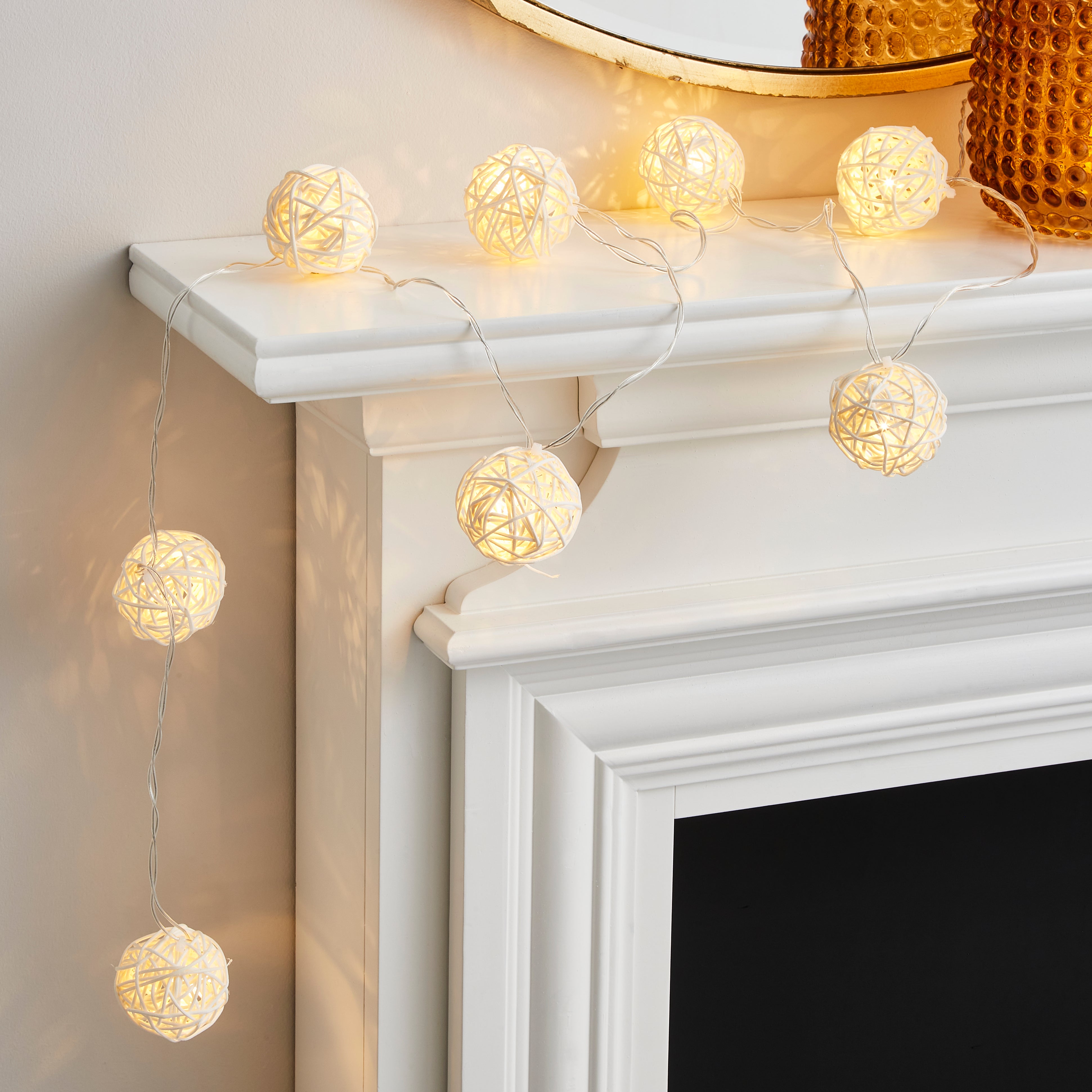 Rattan Ball LED String Lights Off-White Price Comparisons | Compare The Build