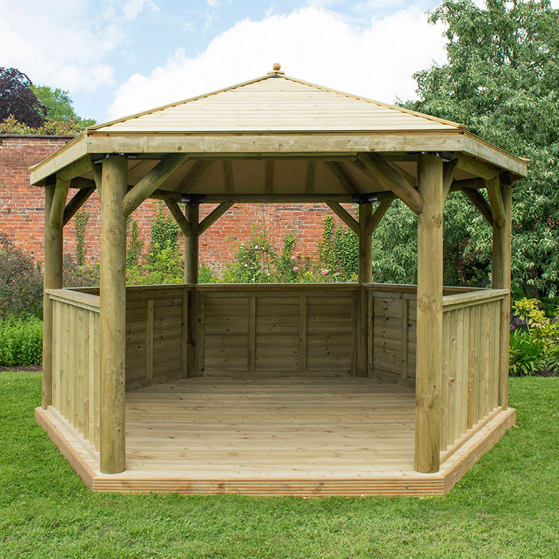 13'x12' (4x3.5m) Luxury Wooden Garden Gazebo with Timber Roof - Seats up to 15 people Price Comparisons | Compare The Build