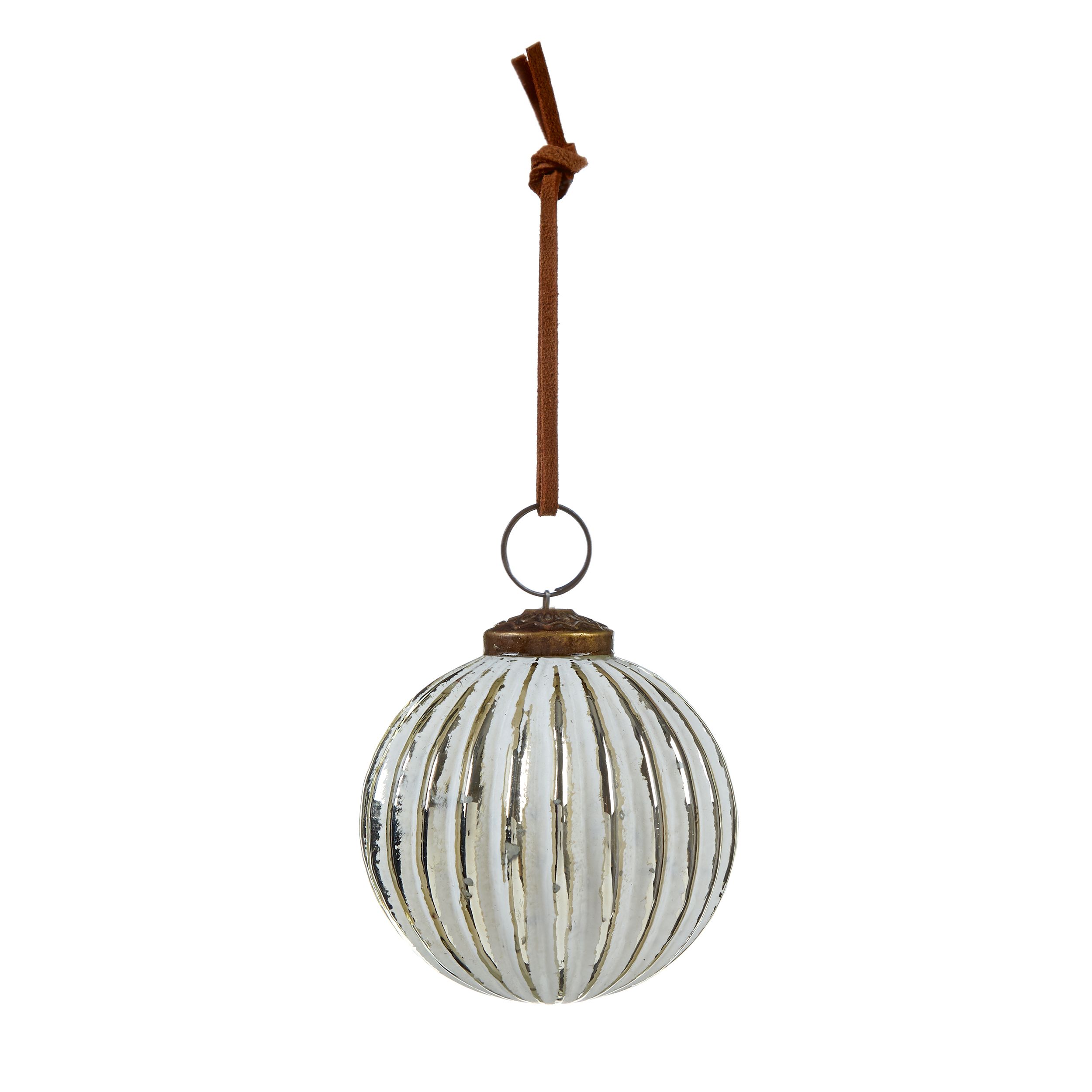 Premier Decorations Limited White Glass Ribbed Bauble Price Comparisons | Compare The Build