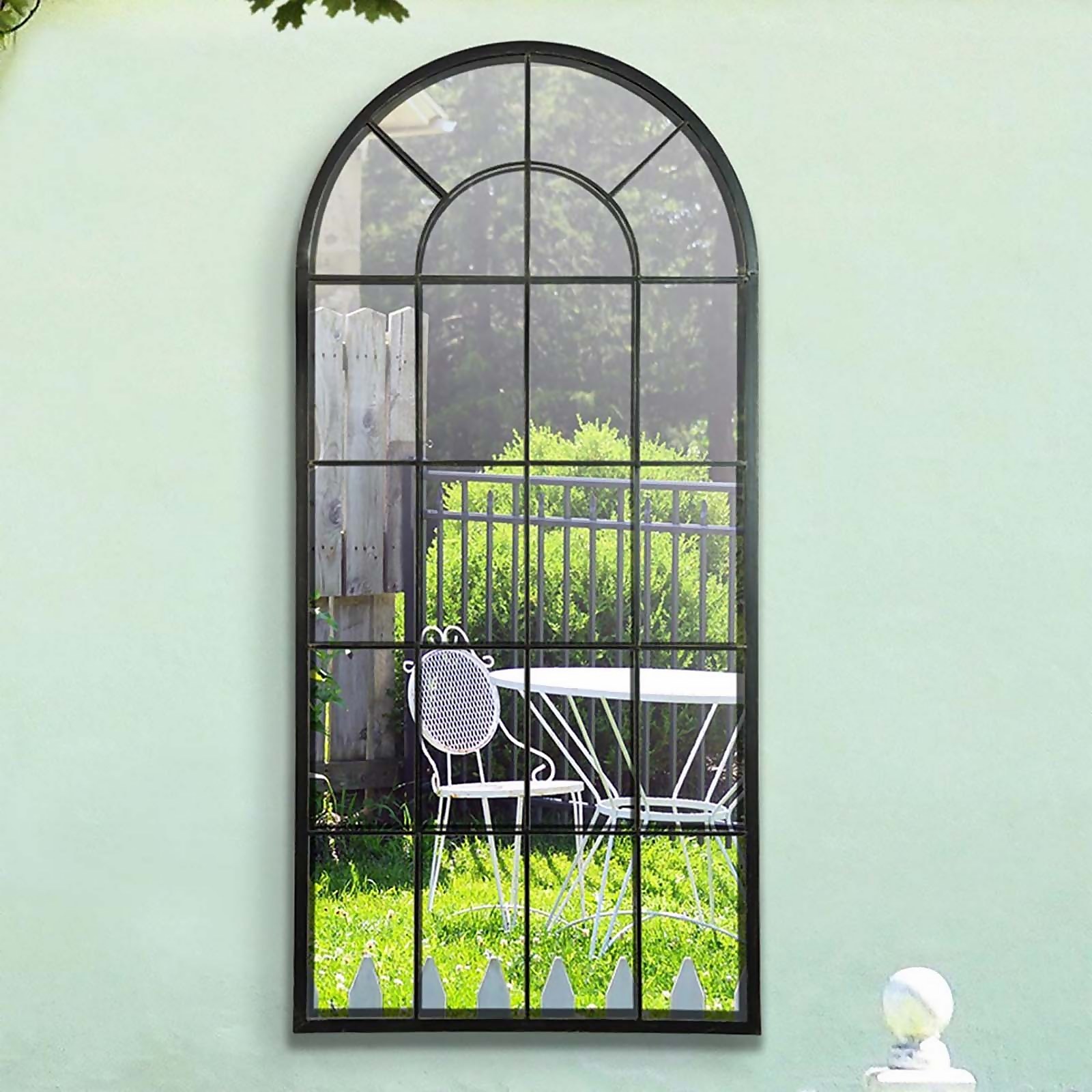 MirrorOutlet Somerley Lotus Arch Antique Black Large Garden Mirror - 140 x 65 cm Price Comparisons | Compare The Build