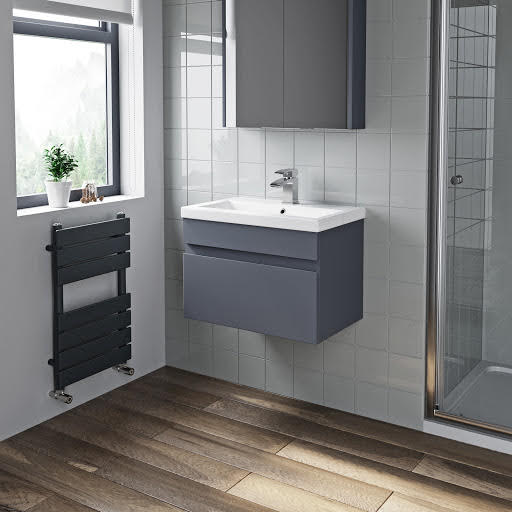 Artis Grey Gloss Wall Hung Vanity Unit & Basin - 600mm Width Price Comparisons | Compare The Build