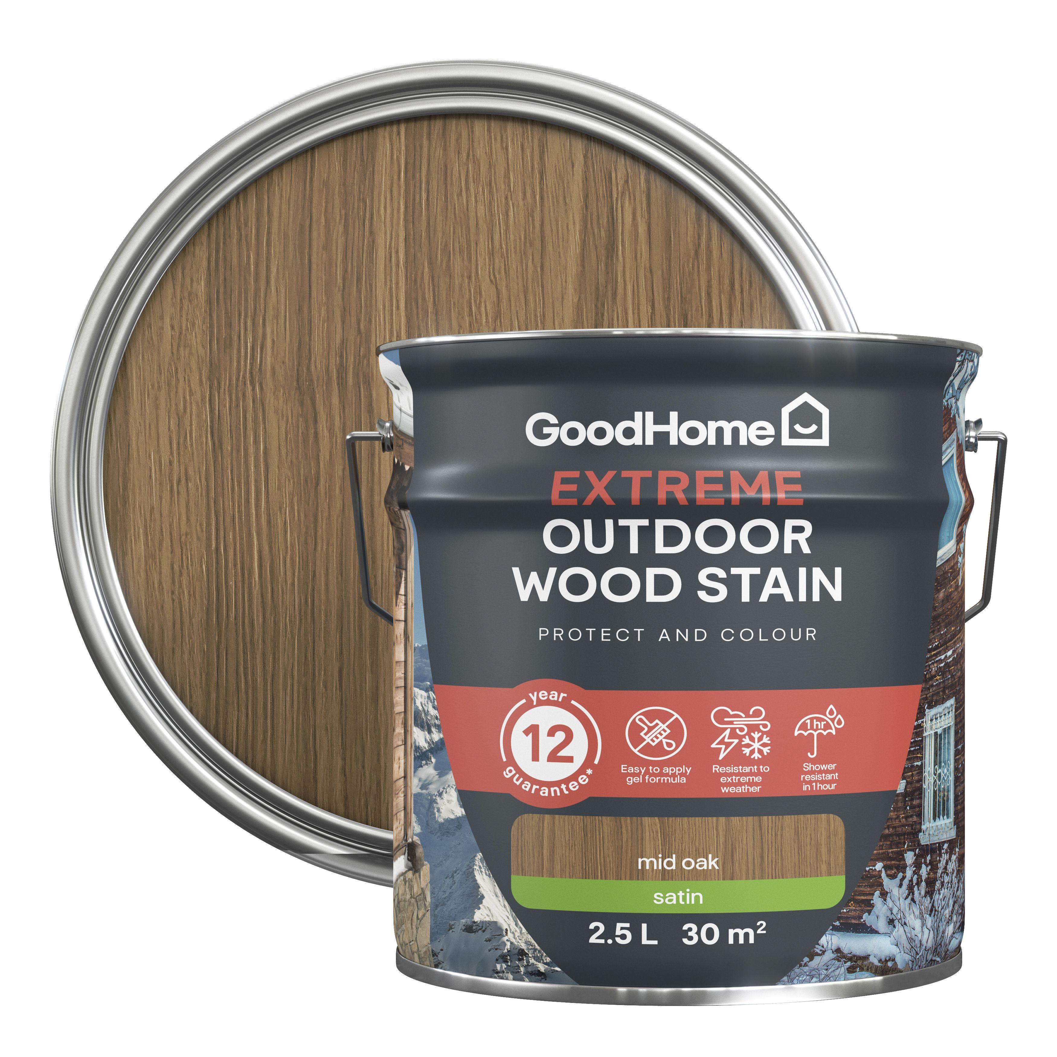 GoodHome Extreme Outdoor Mid Oak Satin Quick Dry Wood Stain, 2.5L Price Comparisons | Compare The Build