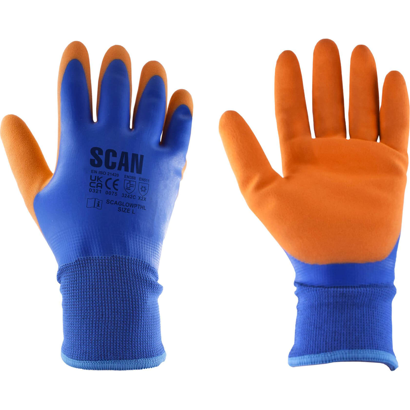 Scan Thermal Waterproof Latex Gloves Blue / Orange L Pack of 1 Price Comparisons | Compare The Build