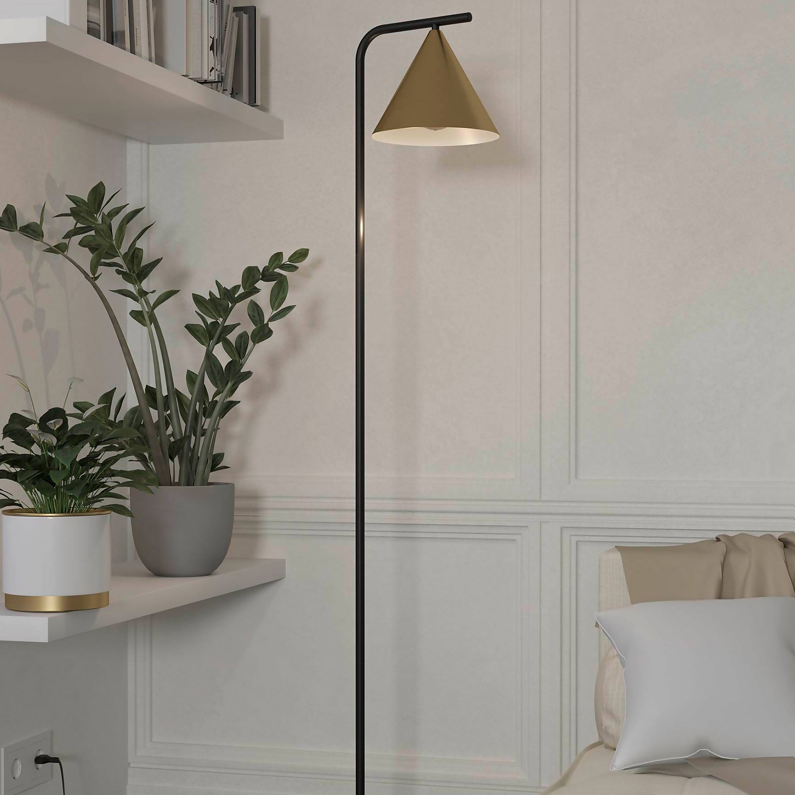 Eglo Narices Floor Lamp - Black & Brushed Brass | Compare The Build