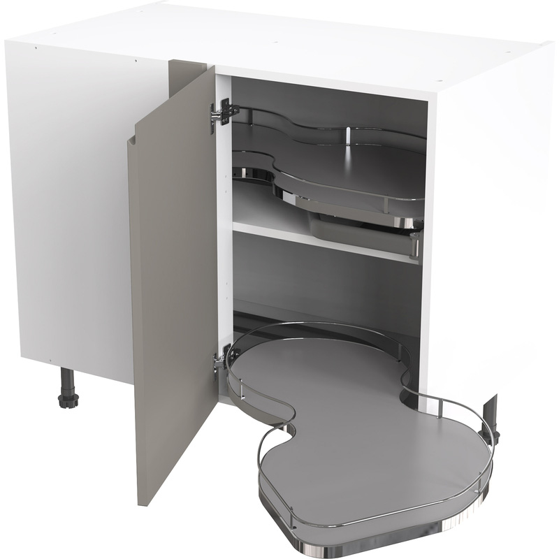 Kitchen Kit Flatpack J-Pull Kitchen Cabinet Pull Out Base Blind Corner Unit Super Gloss 1000mm Right Hand in Dust Grey MFC Price Comparisons | Compare The Build