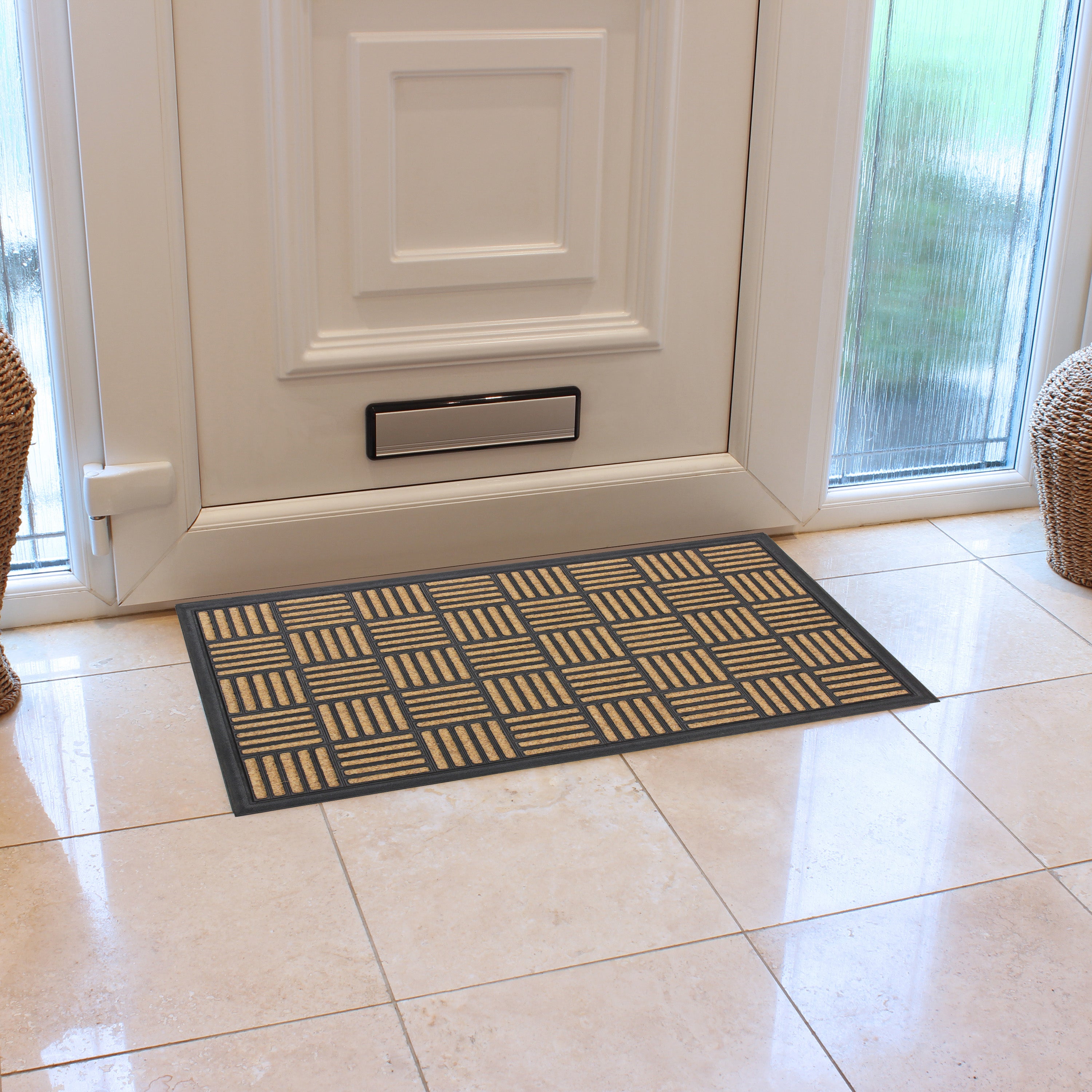 JVL Vienna Square Pattern Scraper Doormat Natural Price Comparisons | Compare The Build