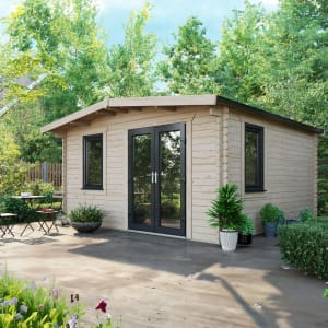 Power Sheds 14 x 14ft Right Hand Door Apex Chalet Log Cabin Price Comparisons | Compare The Build