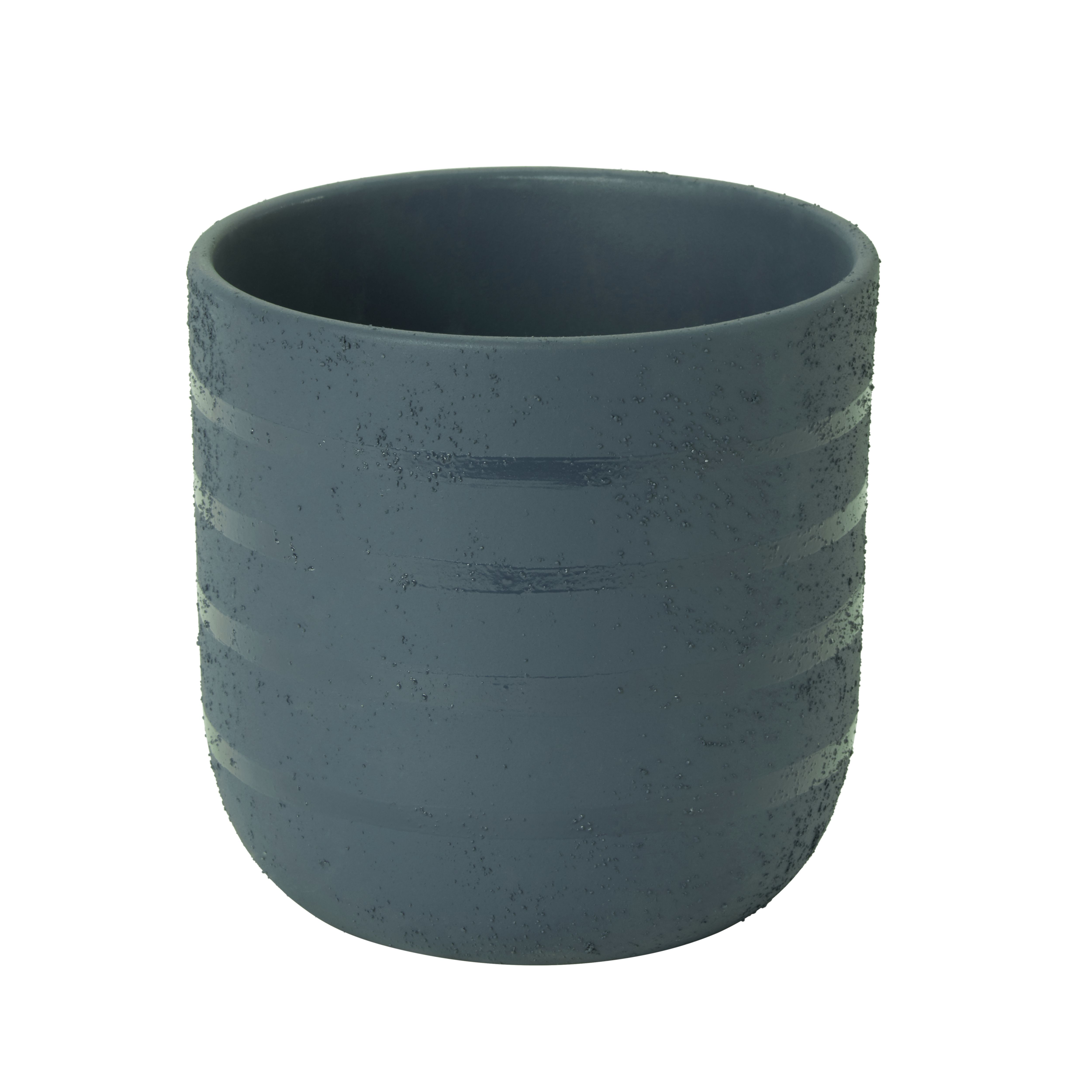 GoodHome Blue Coral Clay Striped Circular Plant Pot (Dia)14.1Cm | Compare The Build